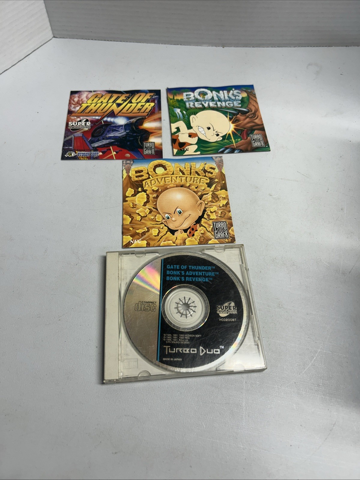 Gate of Thunder Bonks Adventure & Revenge TurboGrafx CD TurboDuo w/ Manuals