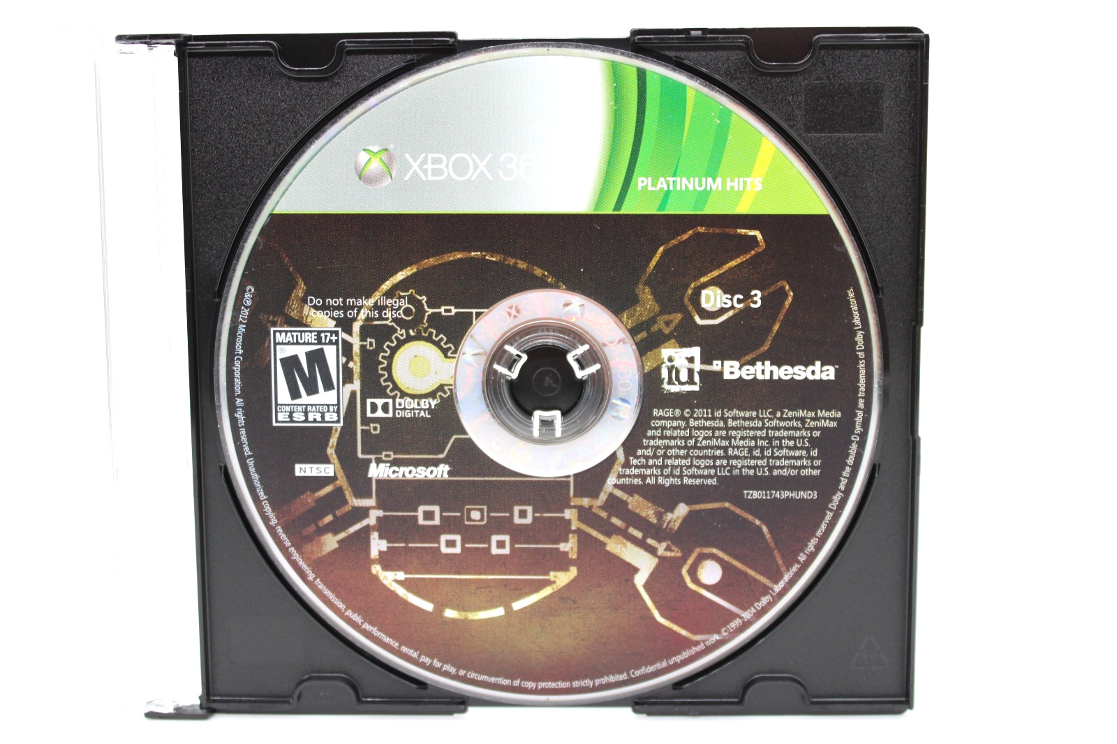 Refurbished Xbox 360 Rage Disc 3 Only Good Mint Clean Pristine Disc Only