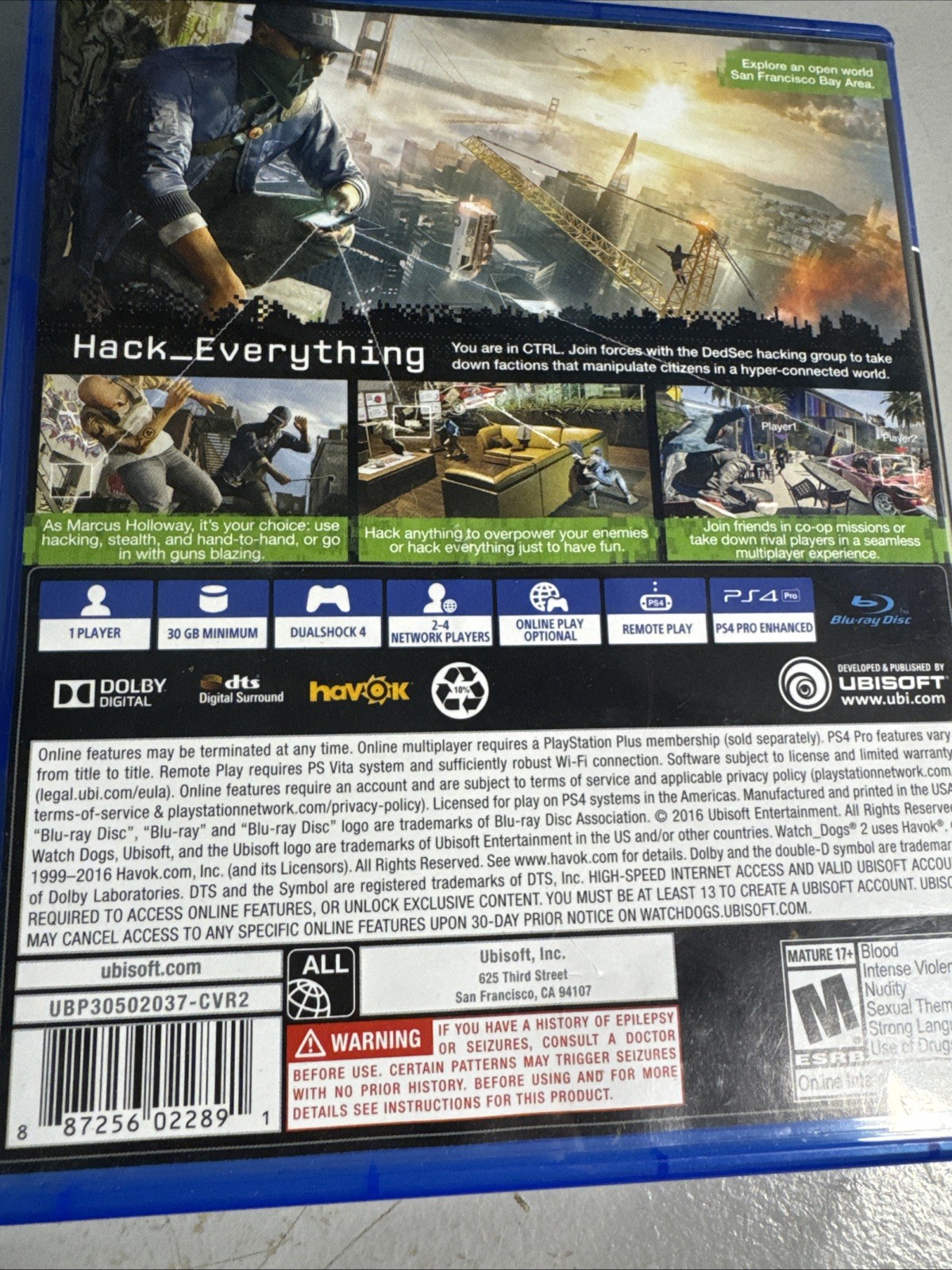 Watch Dogs 2 (PlayStation 4, 2016)