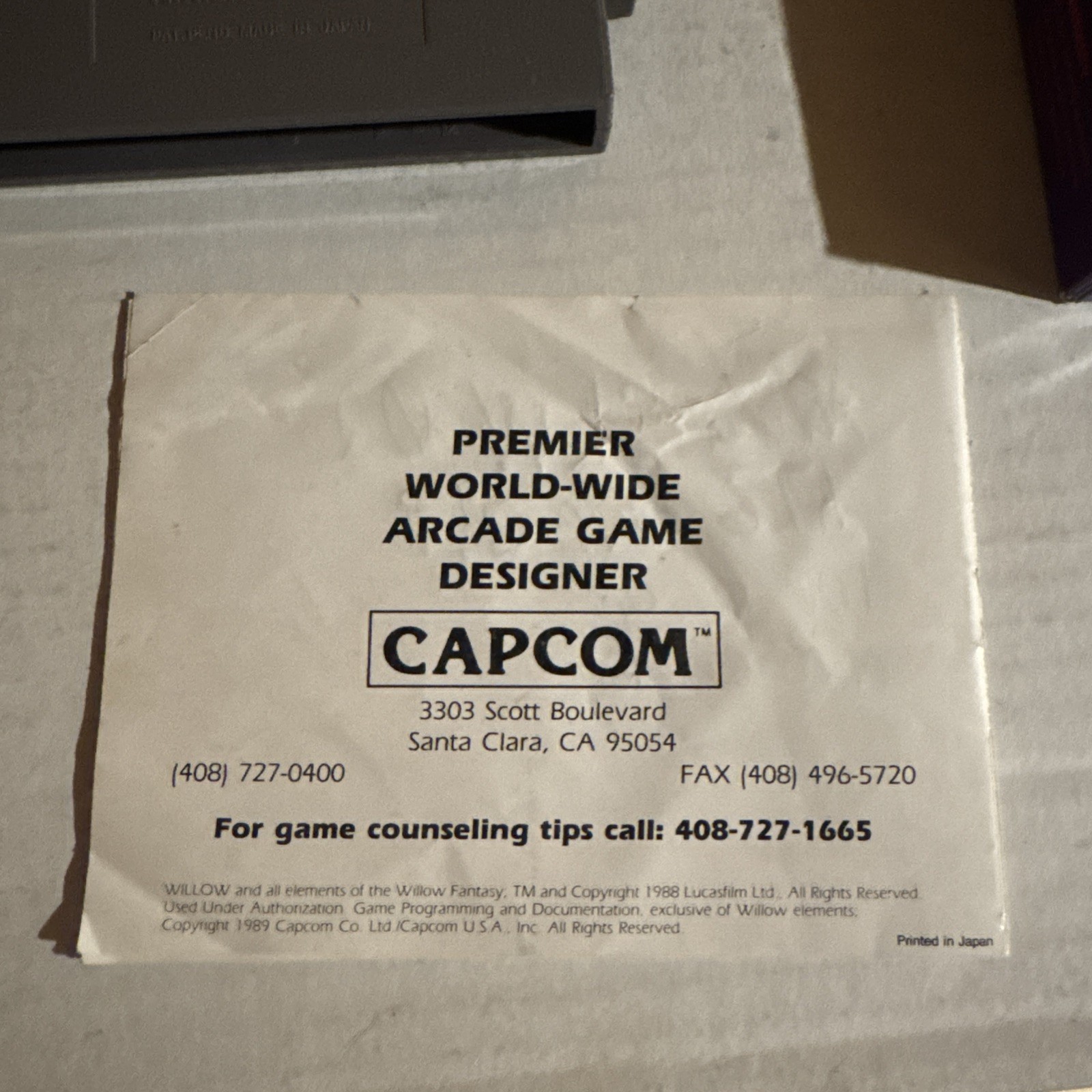 Capcom’s Willow for Nintendo (NES) CIB