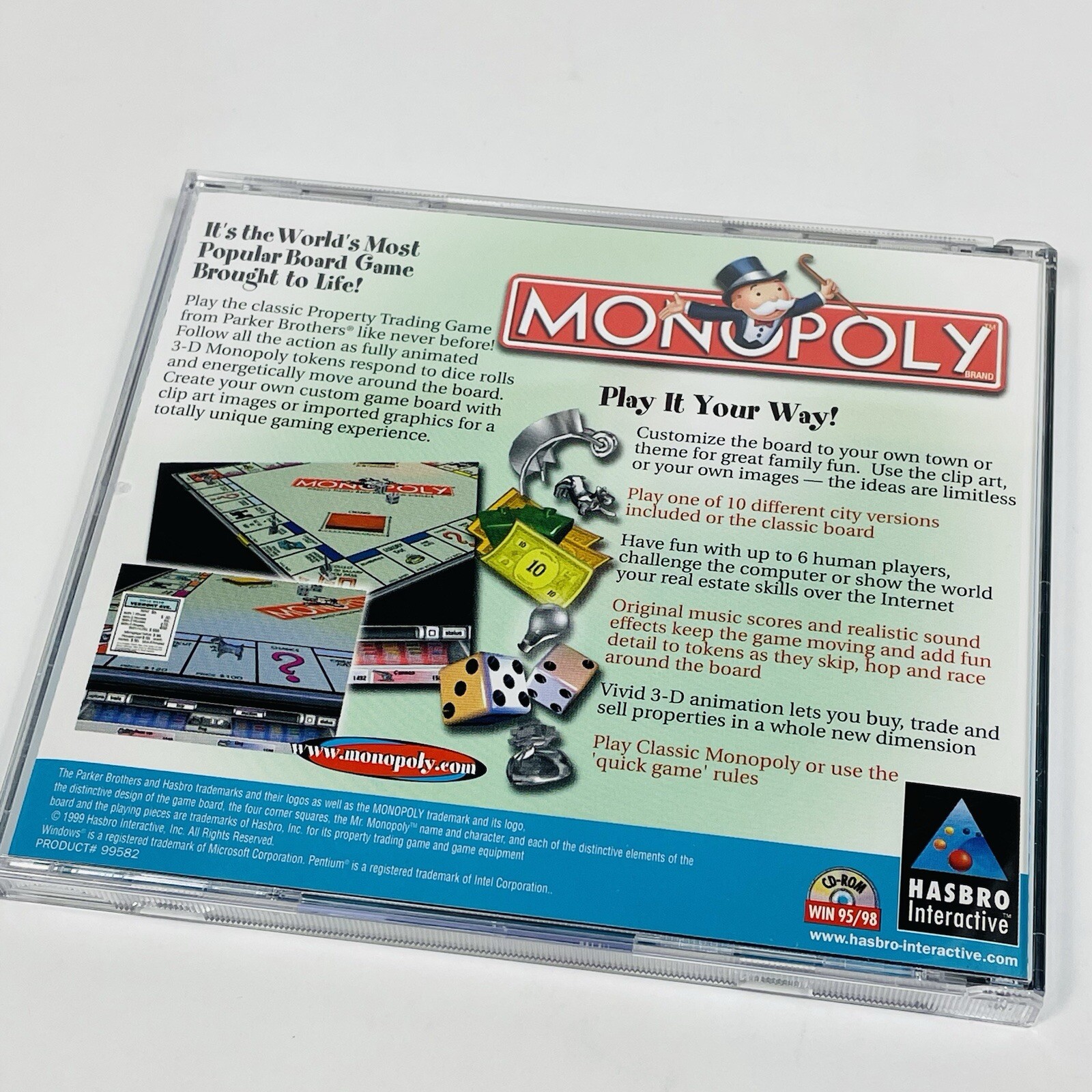 Monopoly by Hasbro Interactive Video Game for Windows PC CD-ROM