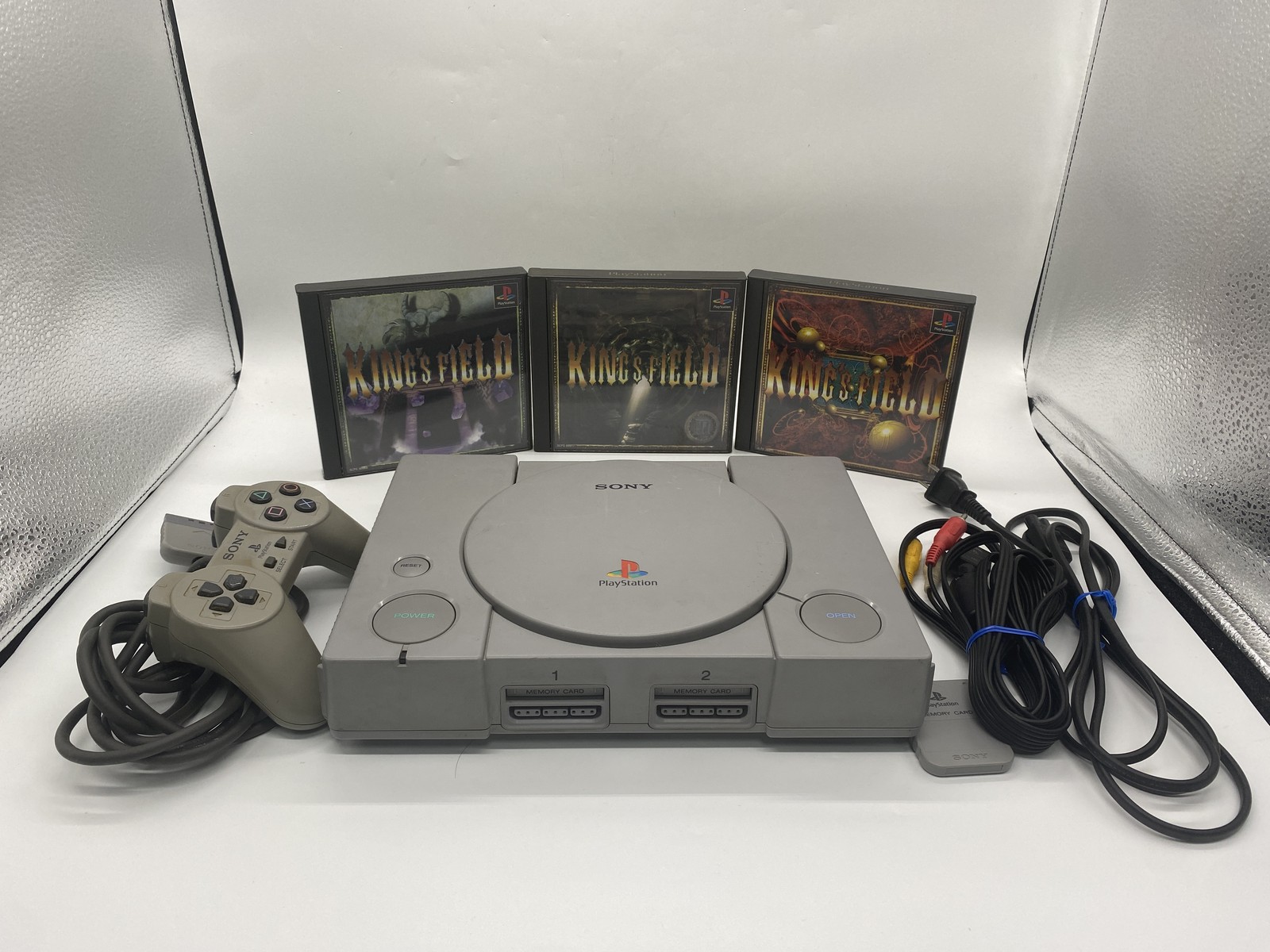 PlayStation 1 PS1 Console w/ Kings Field 1 2 3 set SCPH-7000 JP Ver.