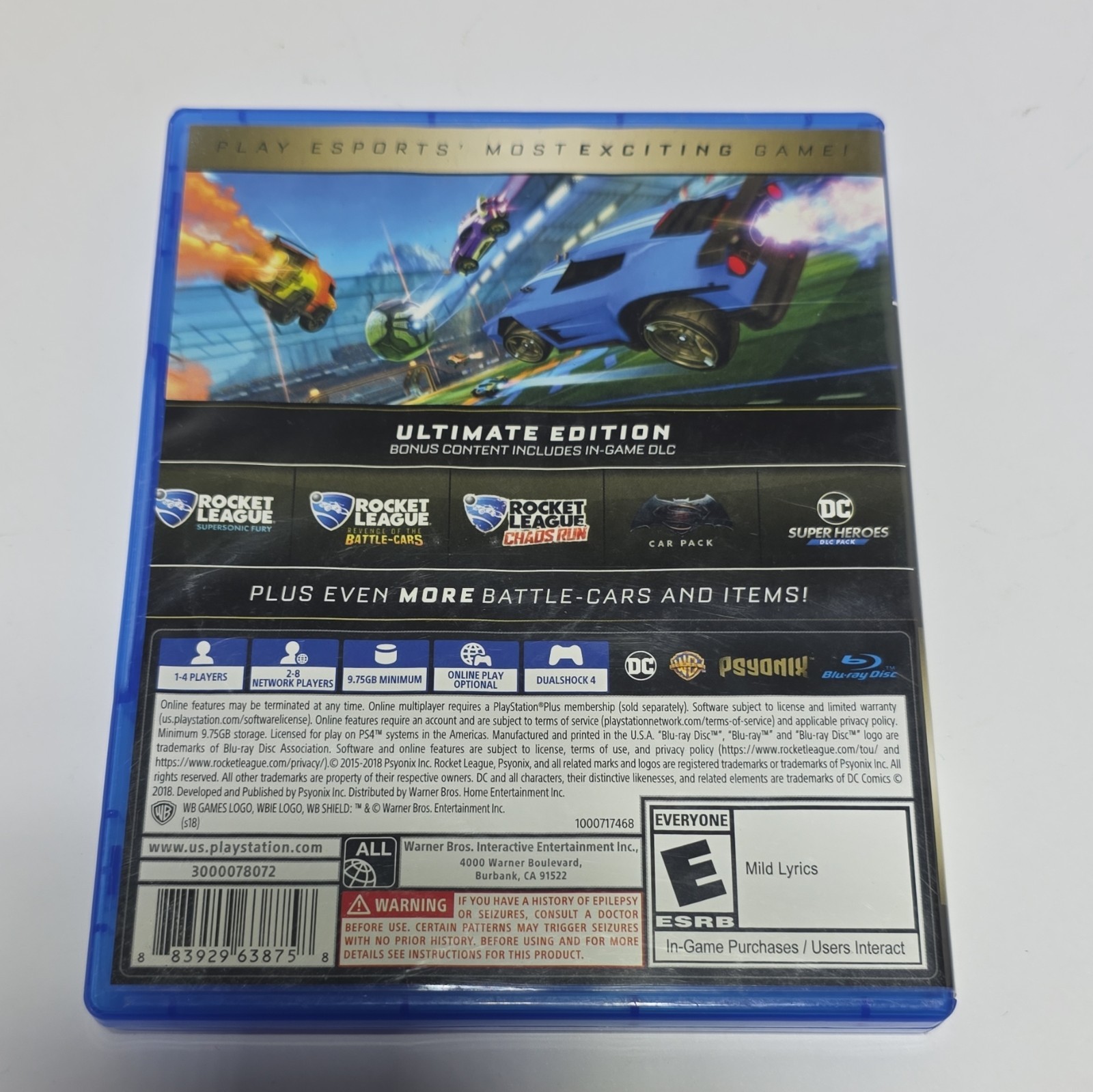 Warner Bros Rocket League Ultimate Edition PS4 Multiplayer E NTSC 2018 Case