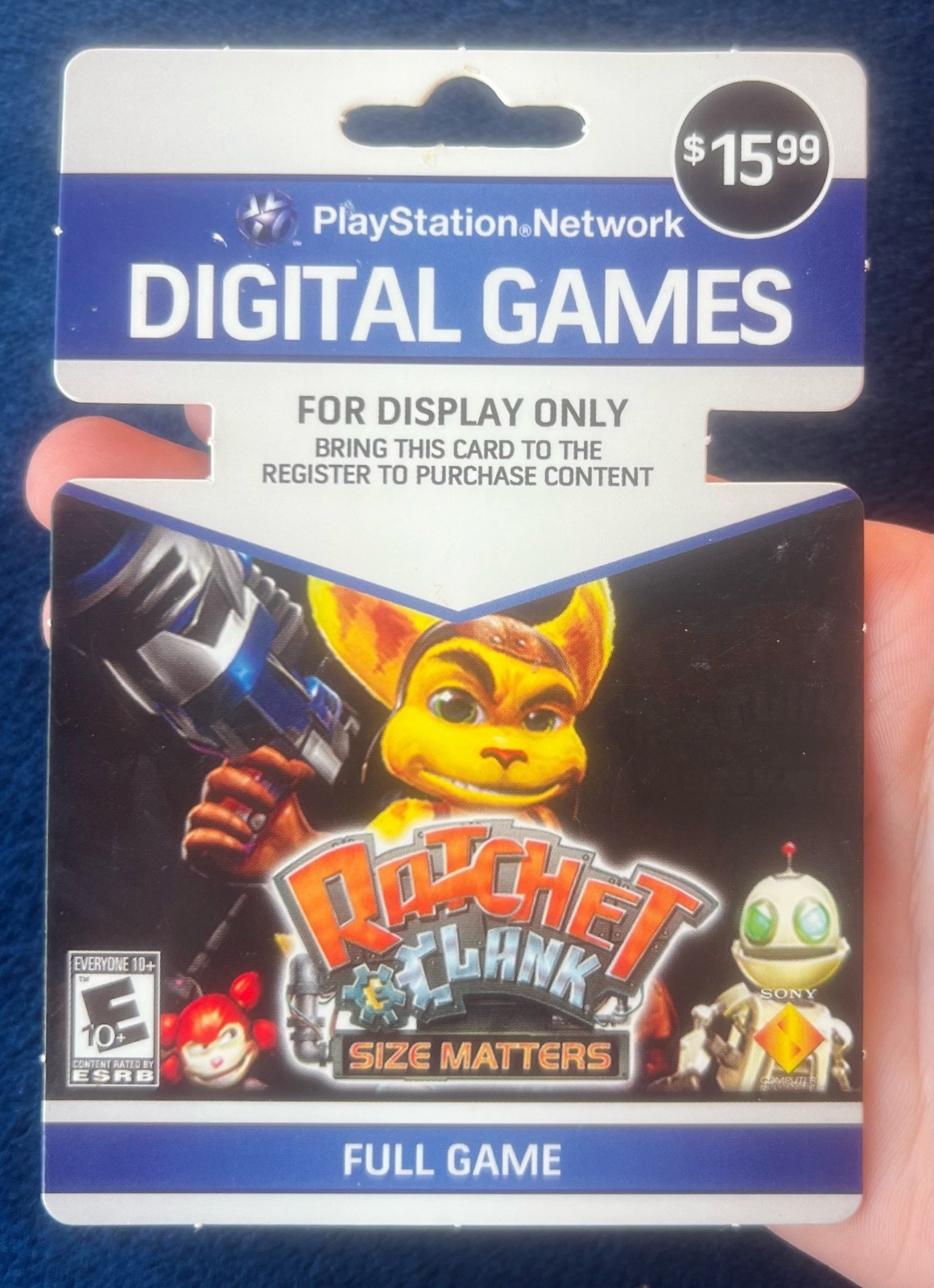 Ratchet & Clank Size Matters DISPLAY ONLY Playstation Network Card OFFICIAL