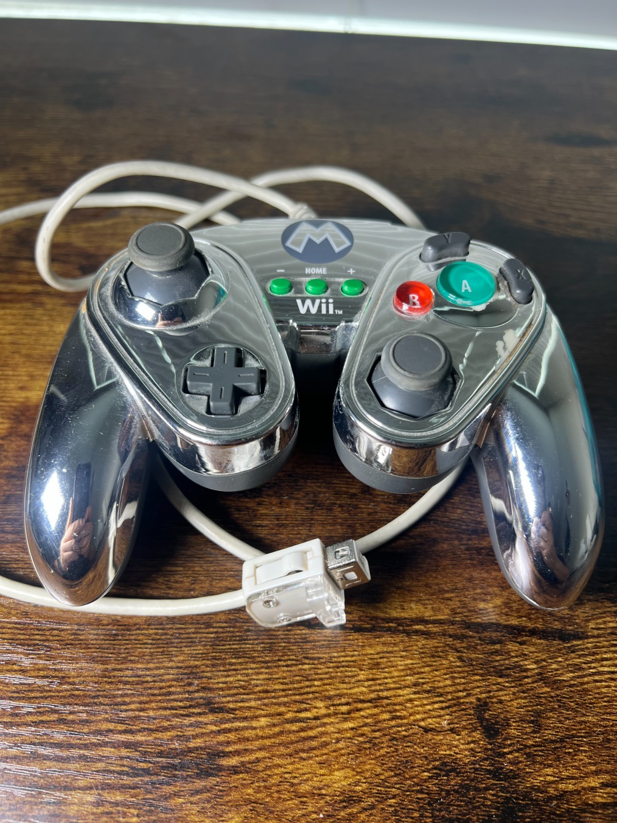 Nintendo Wii U GameCube Style PDP METAL MARIO Chrome Wired Fight Pad Controller