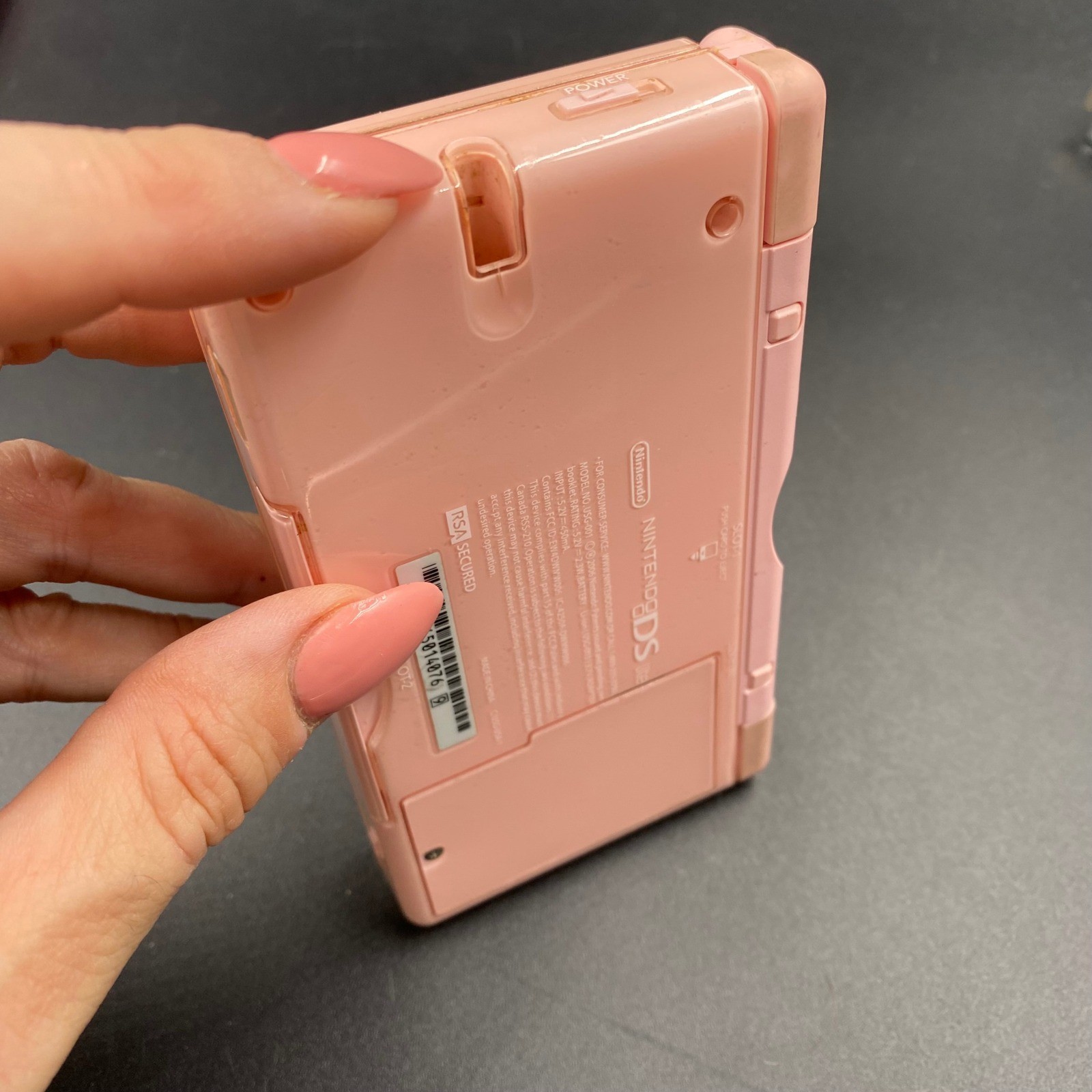 Nintendo DS Lite Handheld Console Pink USG-001 Gaming GBA Slot Broken Hinge
