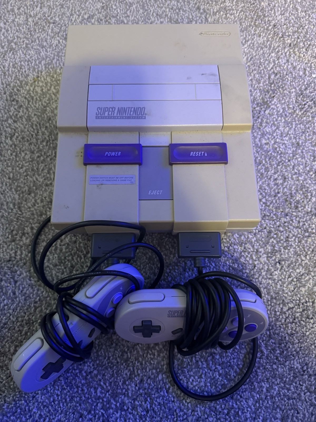 SNES Original Console w/ 2 Controllers, Cables, 4 Games **TESTED & Works