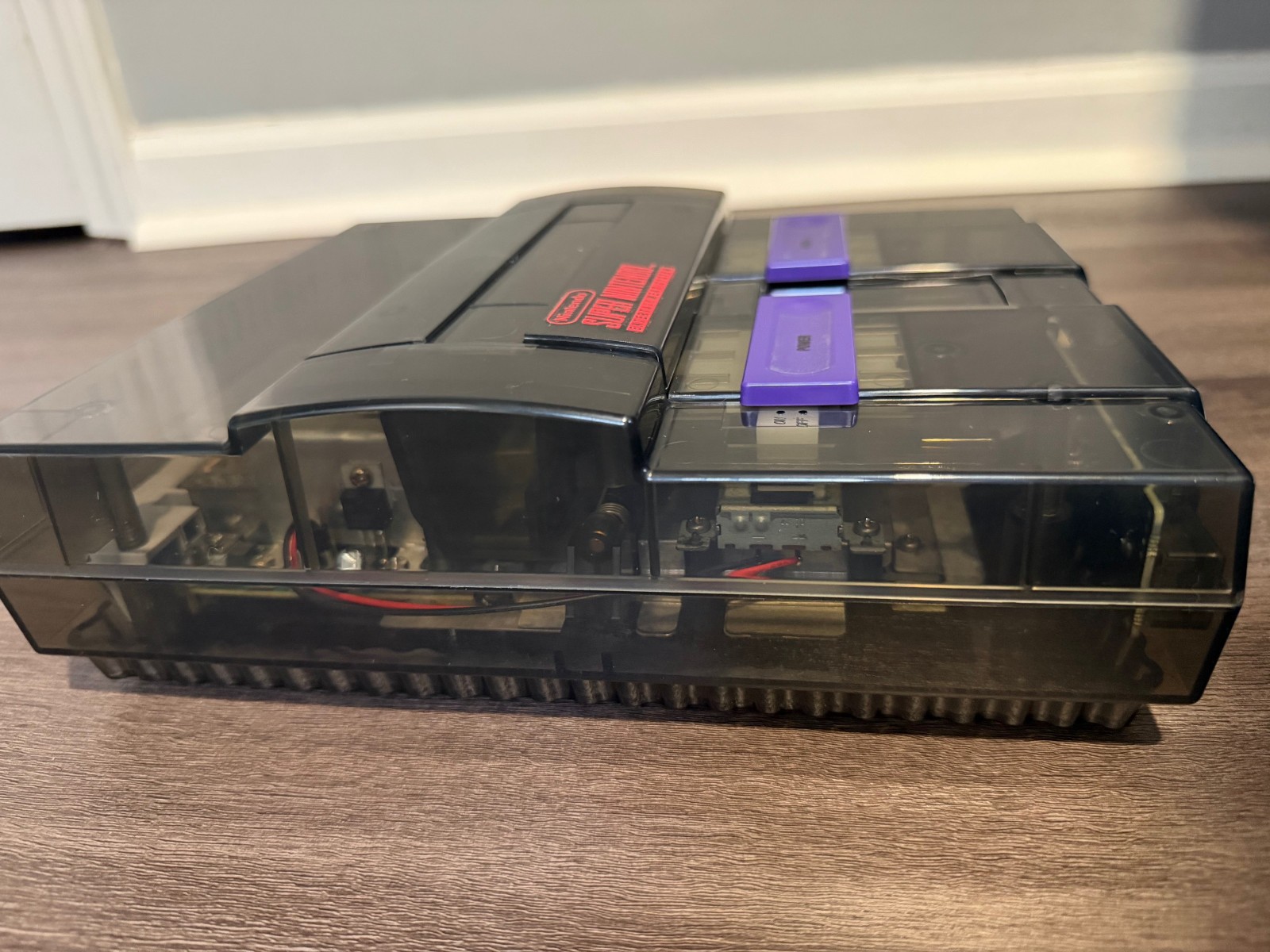 Super Nintendo Console Black Clear Custom Case Reshell, Controller and Cables