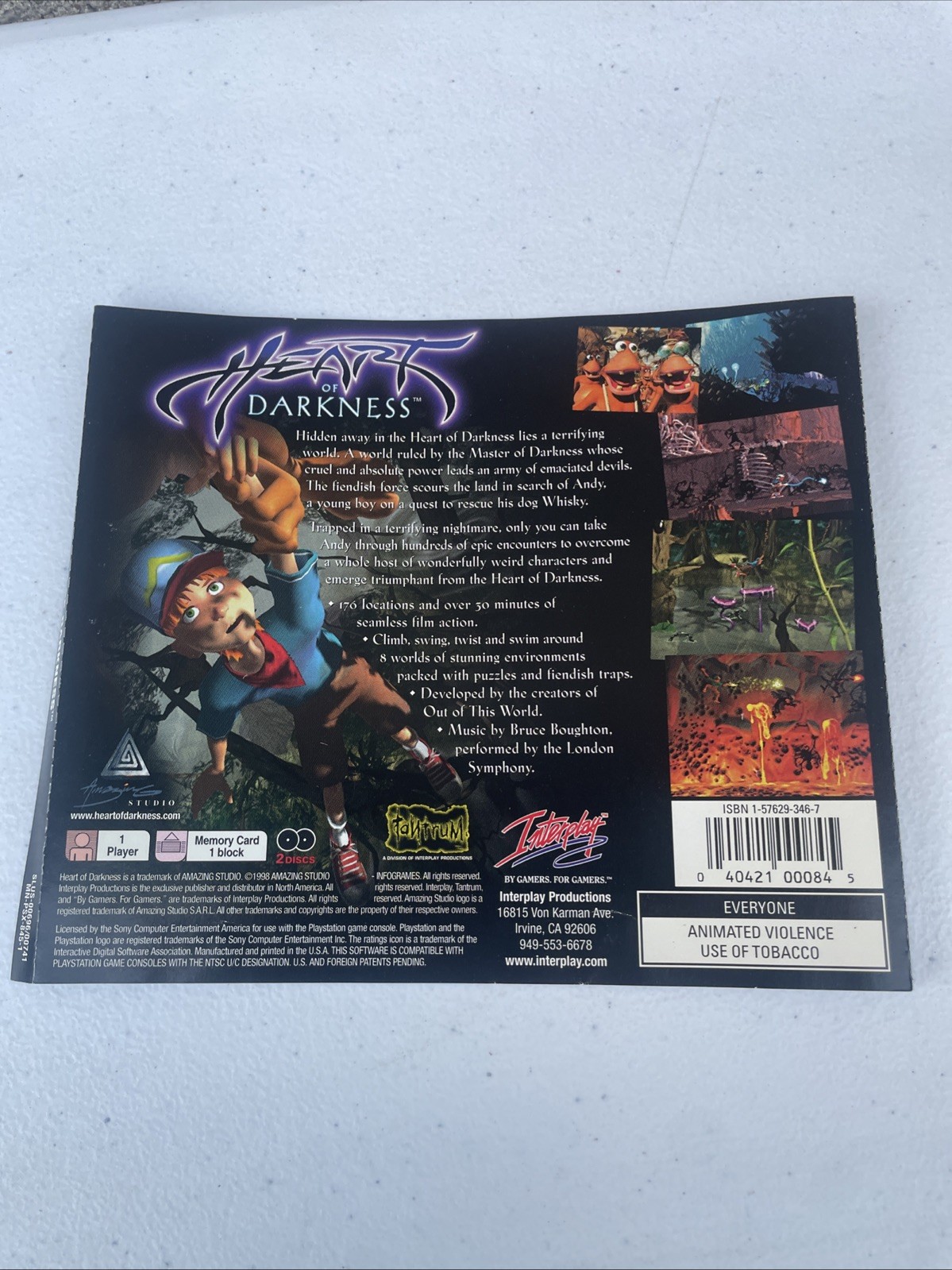 Heart of Darkness (Sony PlayStation 1, PS1) Artwork Backing Only