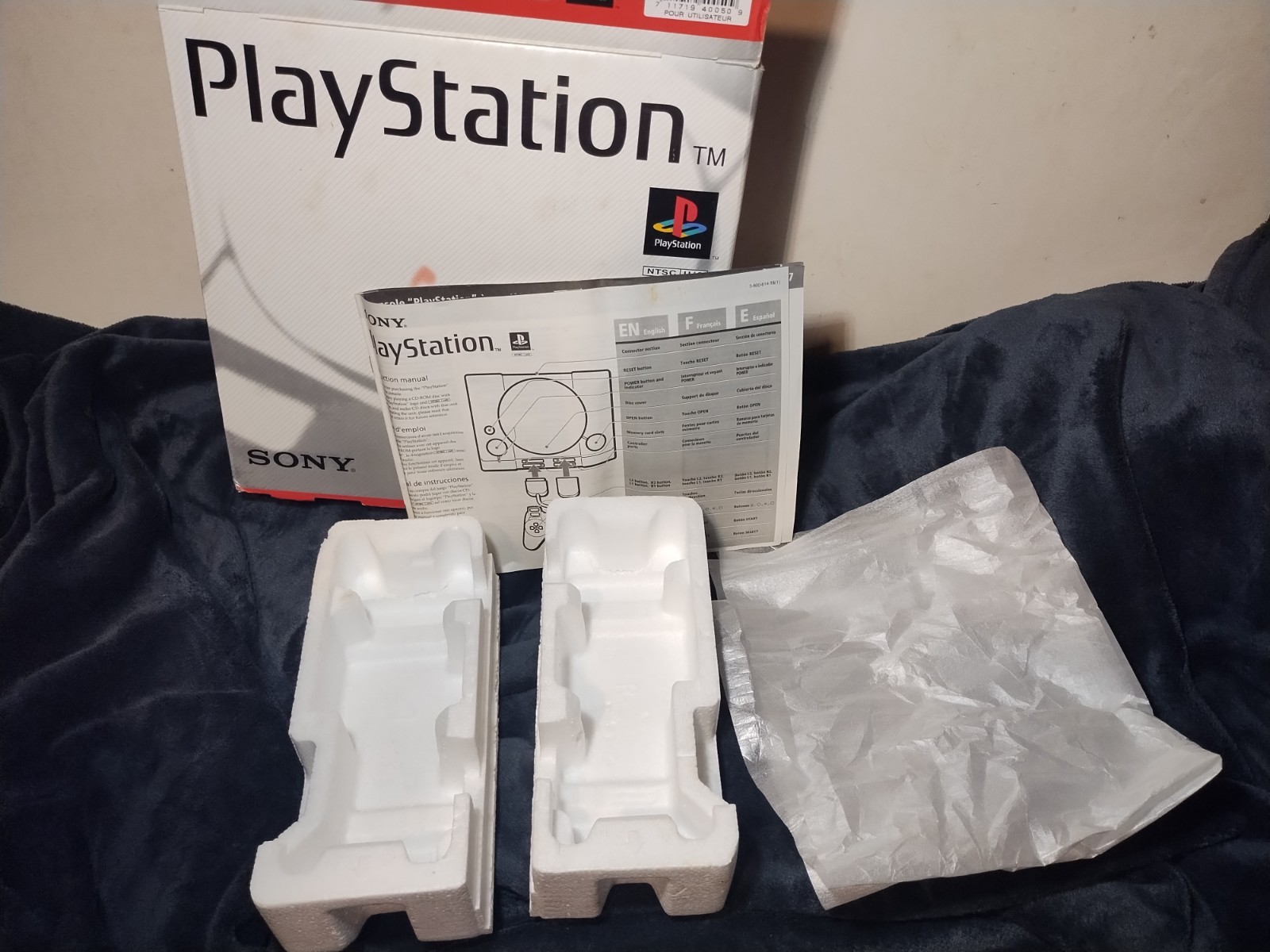 Empty Playstation 1 Console System Box, Foam, Protector & Manual Only PS1
