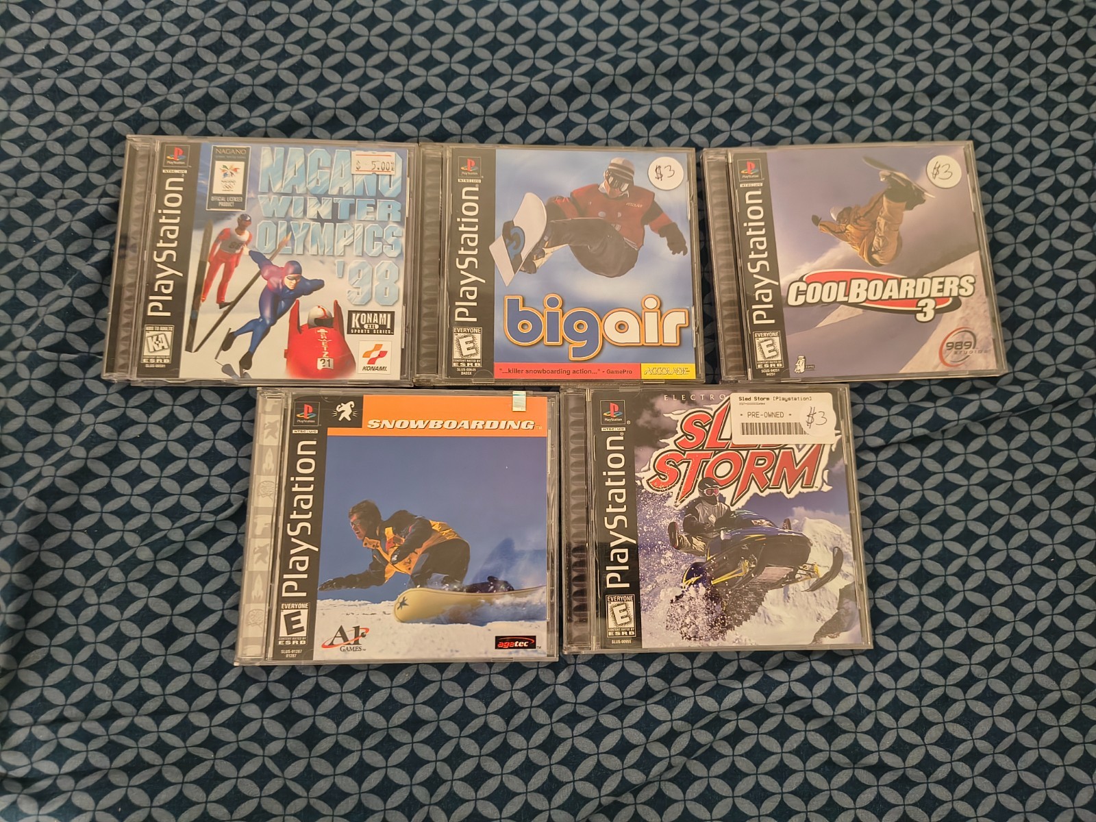 5 PS1 Snowboarding Games! Sled Storm – Coolboarders 3 and more all CIB!