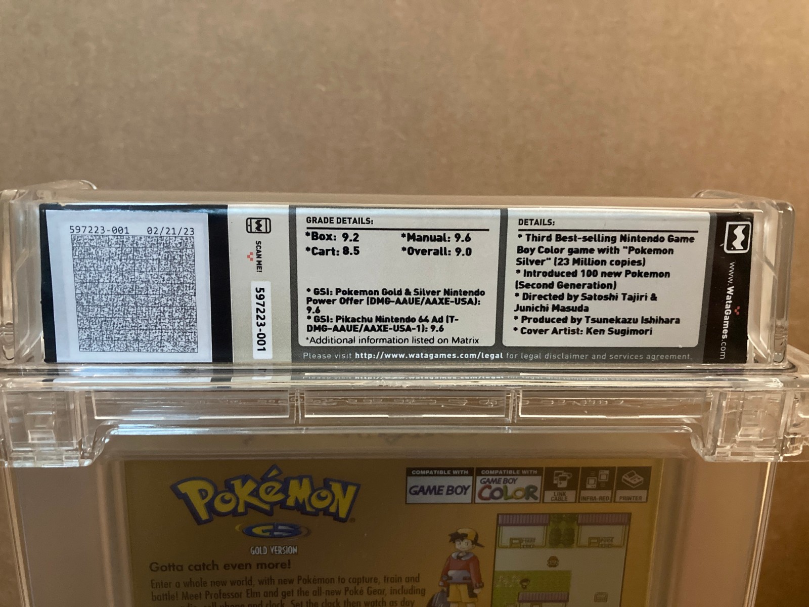 POKEMON GOLD VERSION Nintendo Game Boy Color 2000 Graded WATA 9.0 CIB