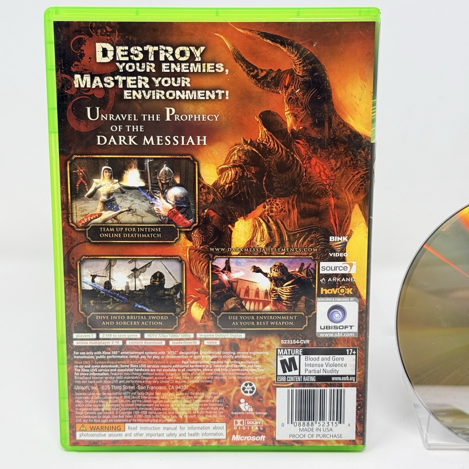 Dark Messiah Might and Magic Elements Microsoft Xbox 360 Complete CIB Tested