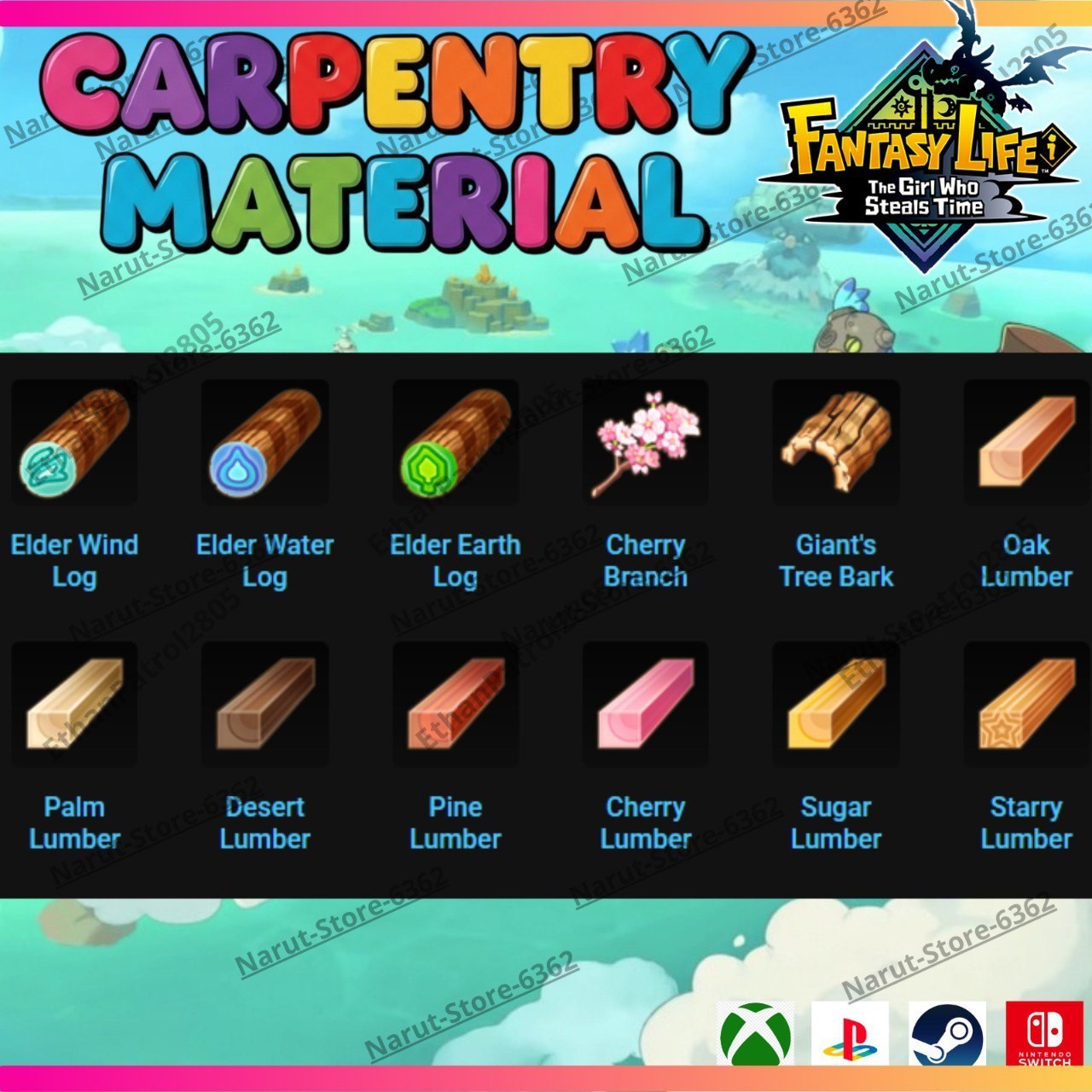 Fantasy Life I: Carpentry Material Bundle🌟crafting The Girl Who Steals the Time