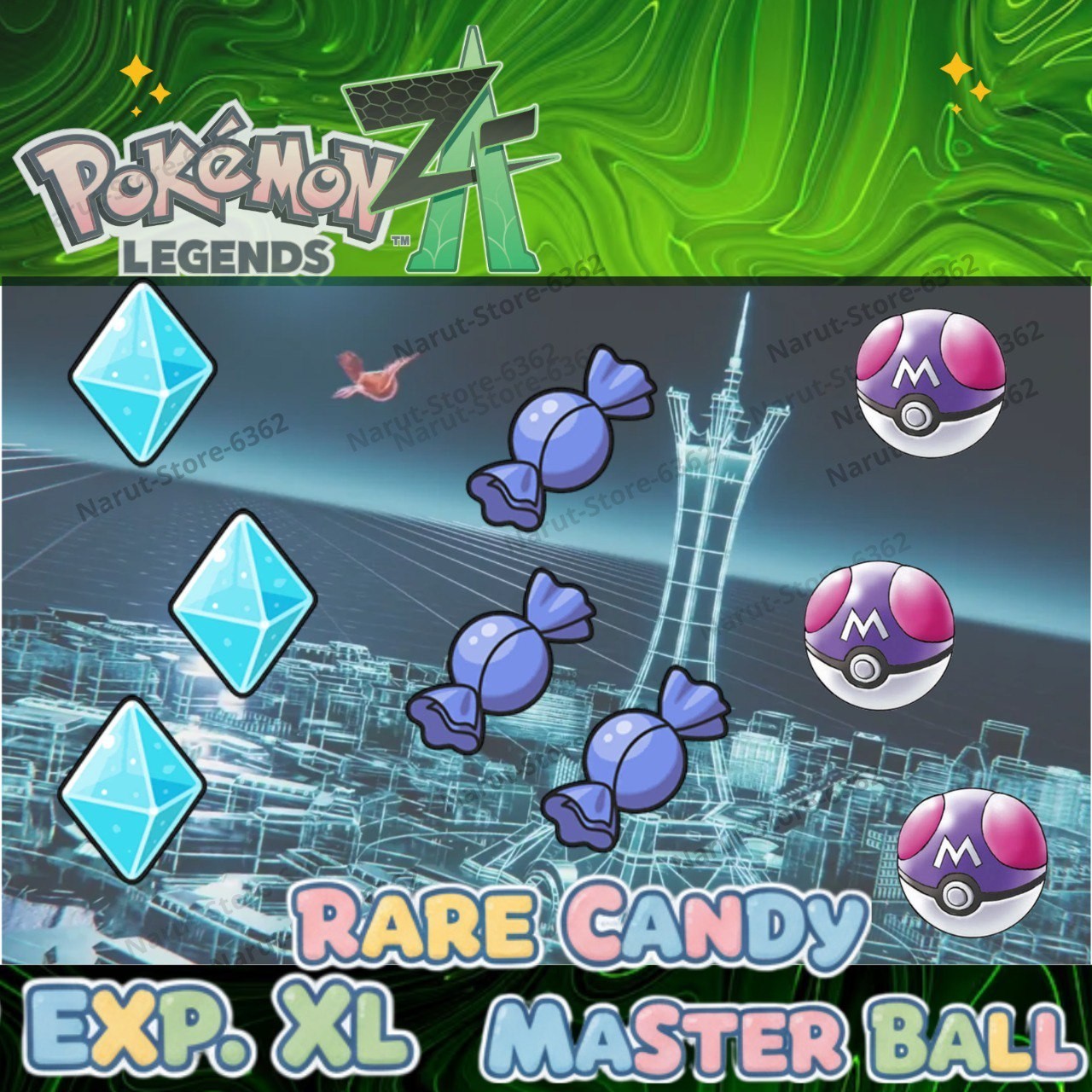 EXP. CANDY XL BALLS RARE CANDY🔥Big Nugget🔥Gold Bottle Caps Pokemon Legends ZA