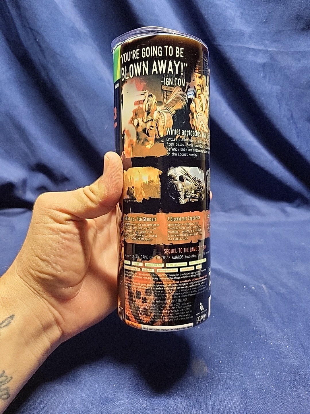 Gears of War 2 (Microsoft Xbox 360, 2008) Artwork 20oz Sublimation Tumbler