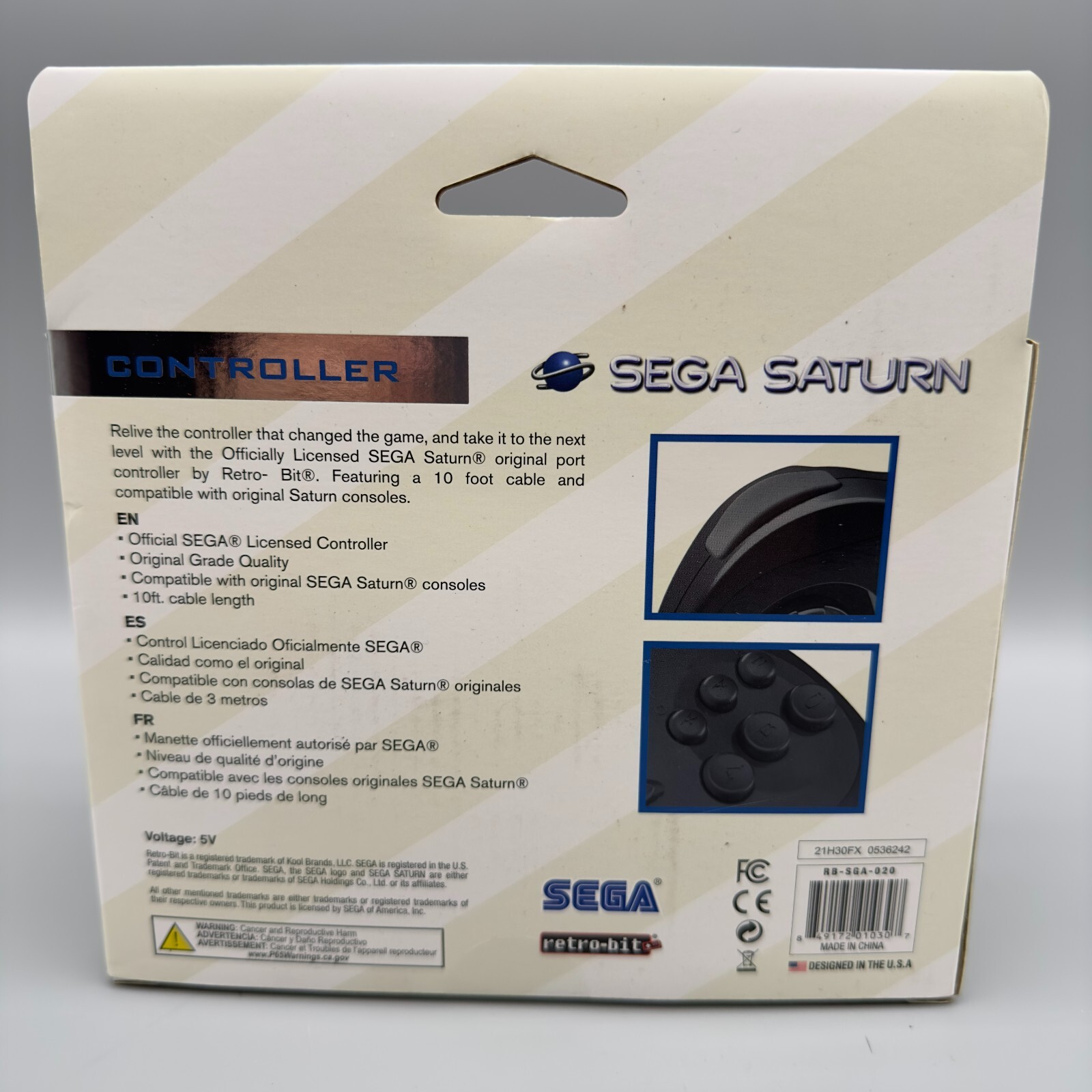 Retro-Bit Official Sega Saturn Controller Pad for Sega Saturn Black
