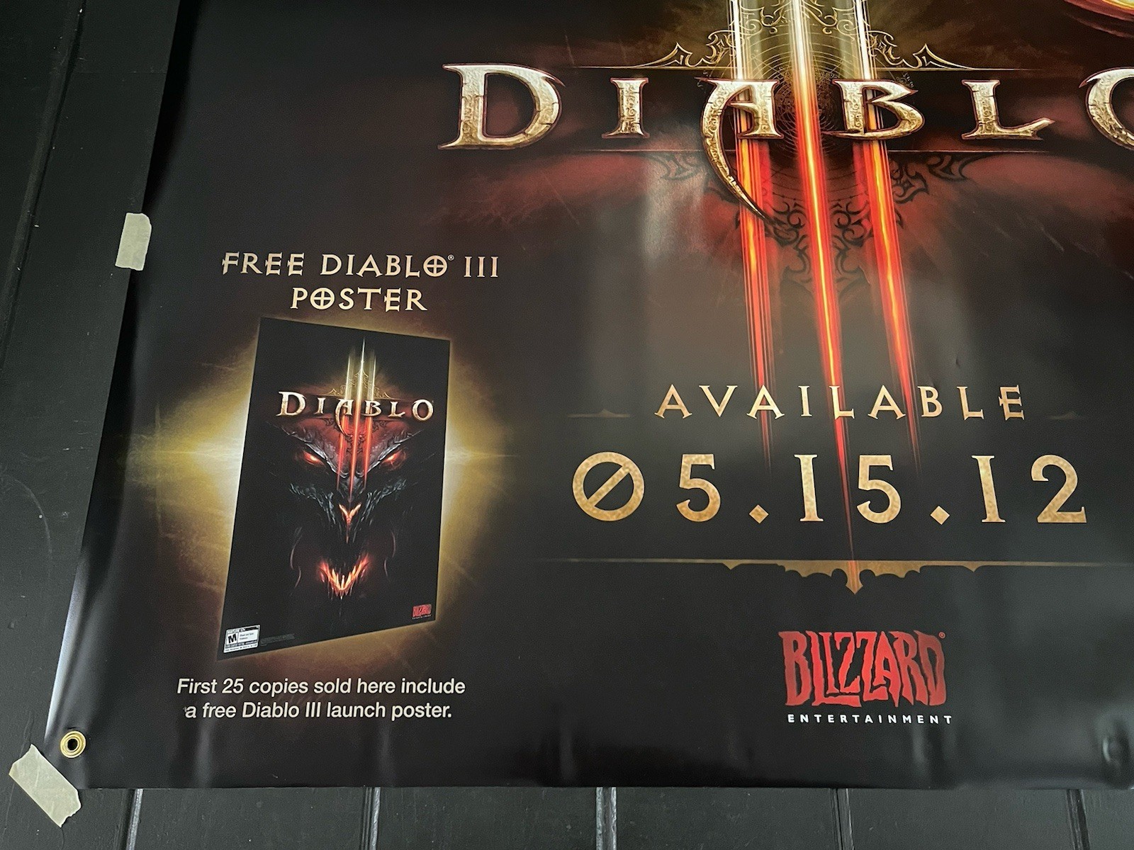 Diablo Promo Display Vinyl Banner LARGE 3’x6’ Store Display Grommet Banner RARE!