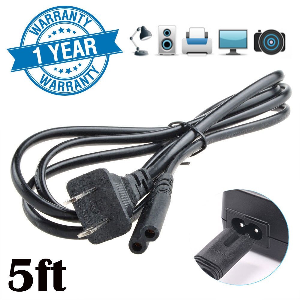 New 5ft AC Power Cord Cable Sony PlayStation 4 PS4 PS2 PS3 Slim 2-Prong Port
