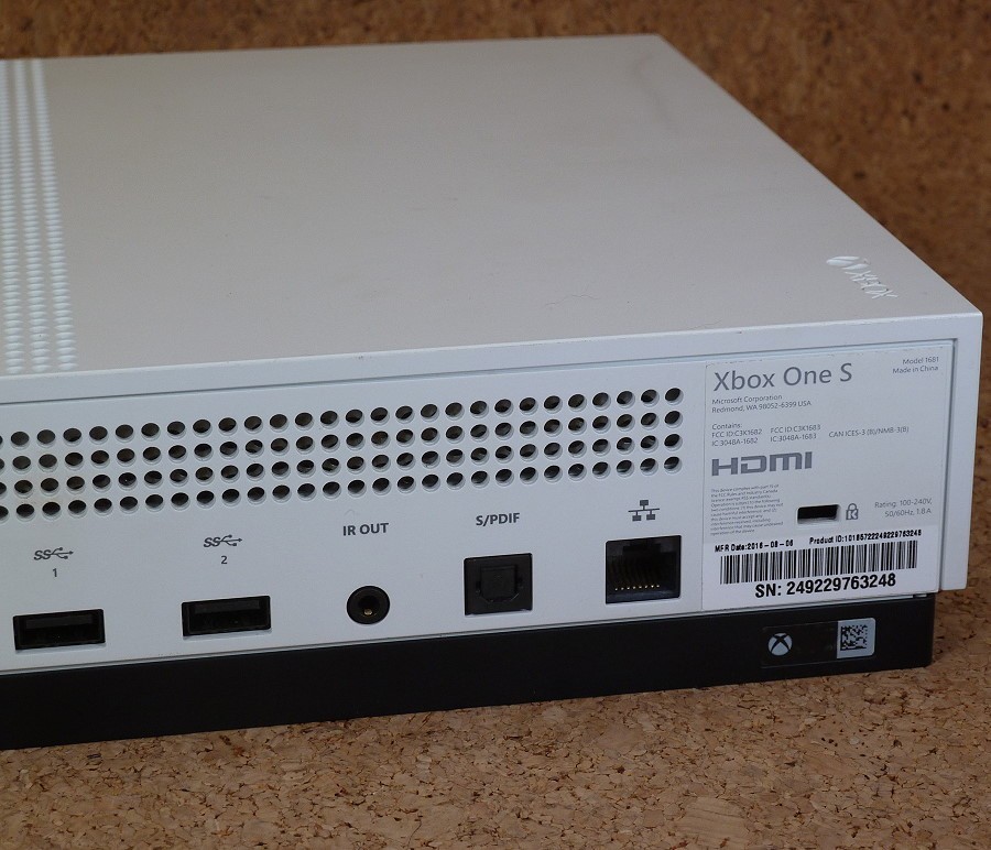 Microsoft Xbox One S (Model 1681) Gaming System Console + 2 controllers, Tested