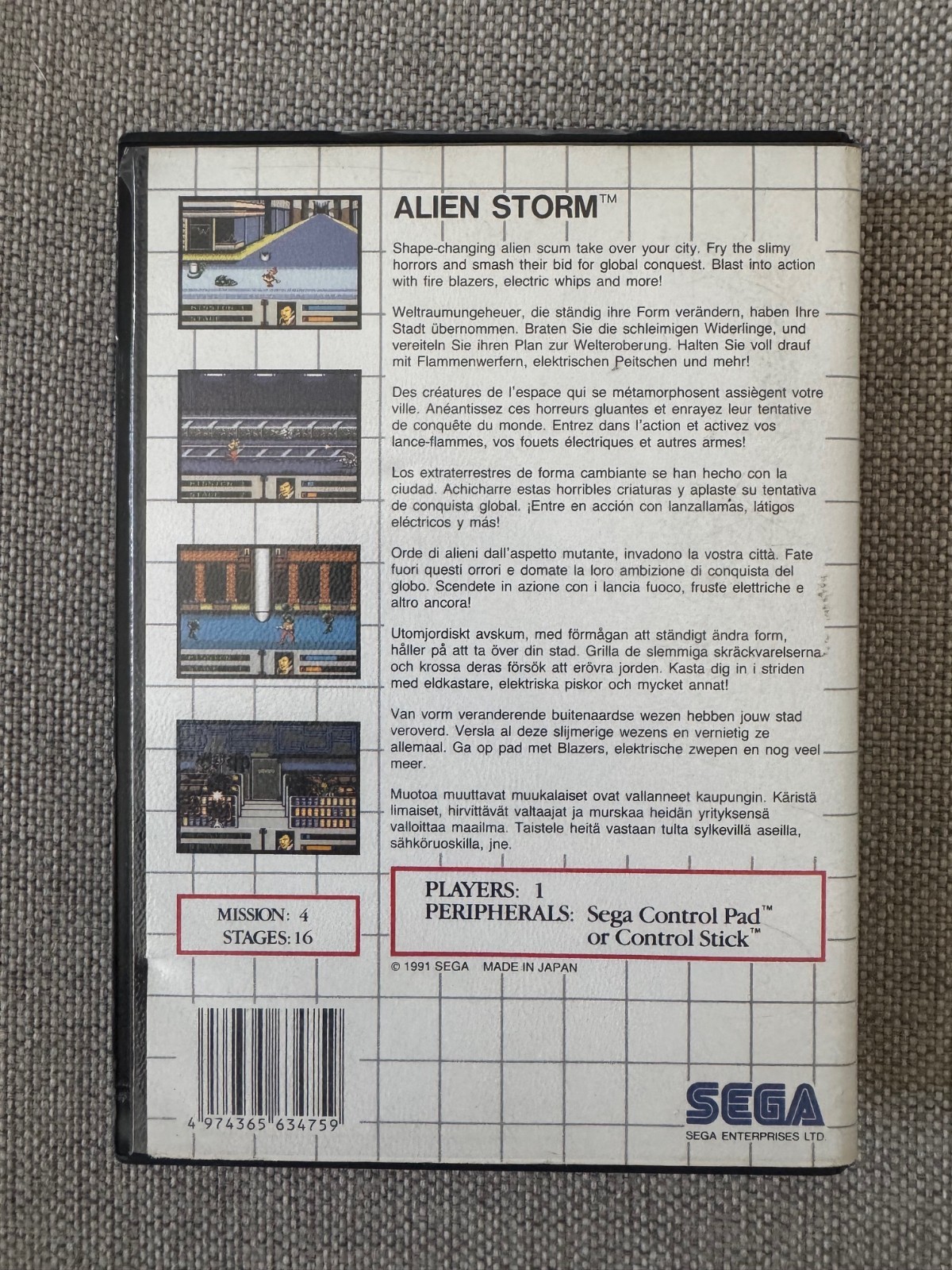 Master System ALIEN STORM Game PAL REGION FREE