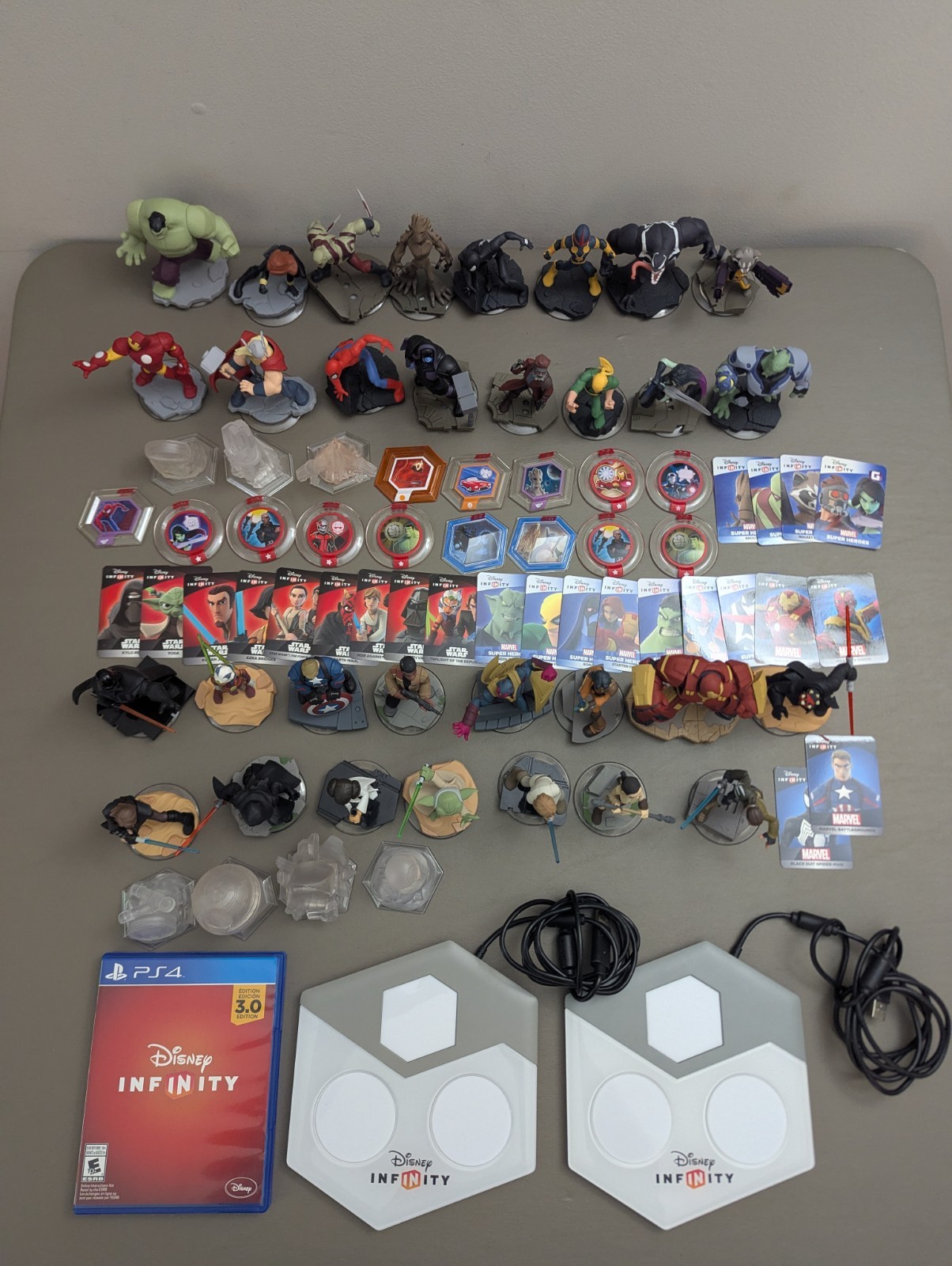 Huge Disney Infinity 2.0 & 3.0 Lot PS4 Game, Portal, 38 Figures, 14 Discs, Cards