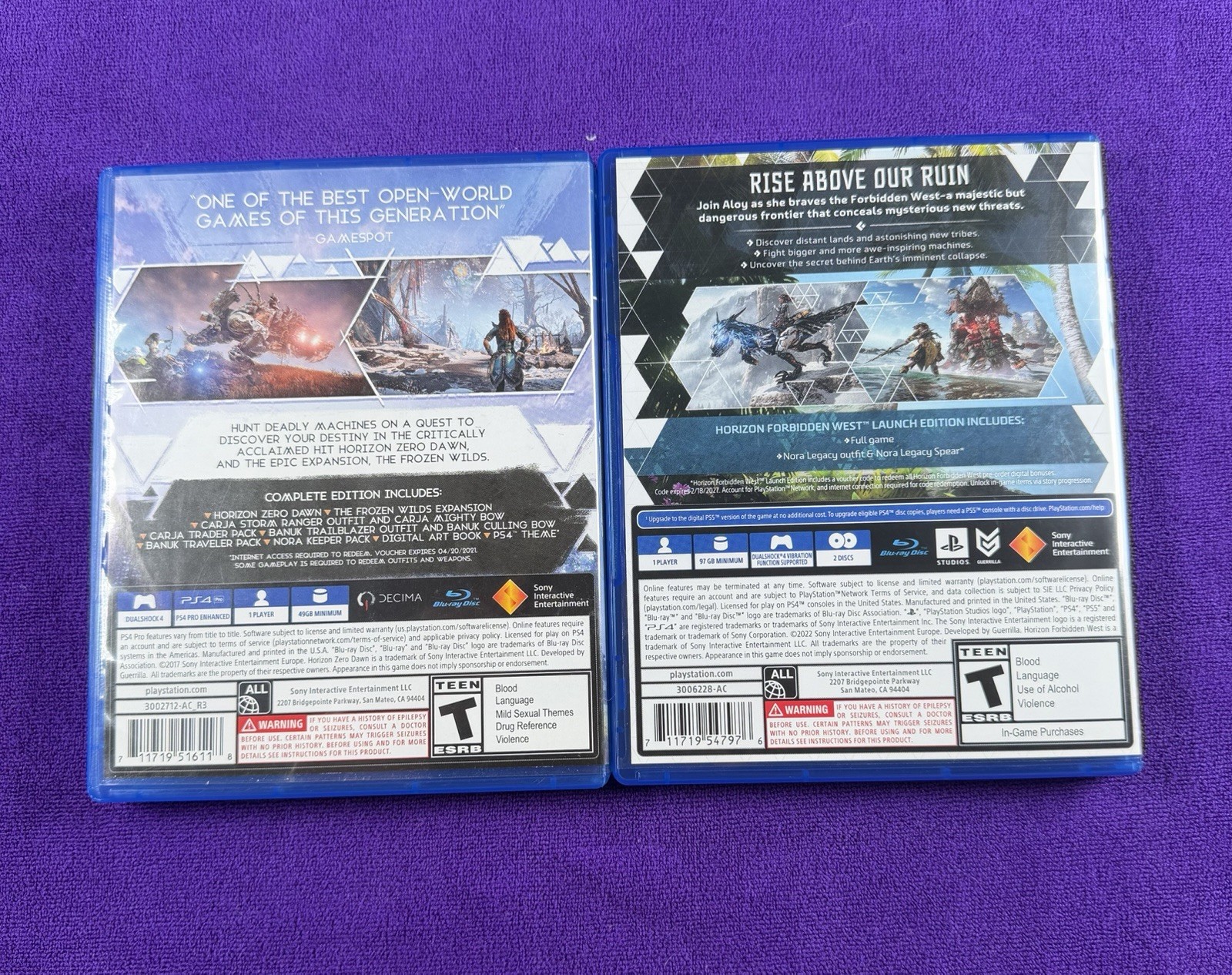 Horizon: Zero Dawn & Forbidden West – PlayStation 4 – 2 Game Lot