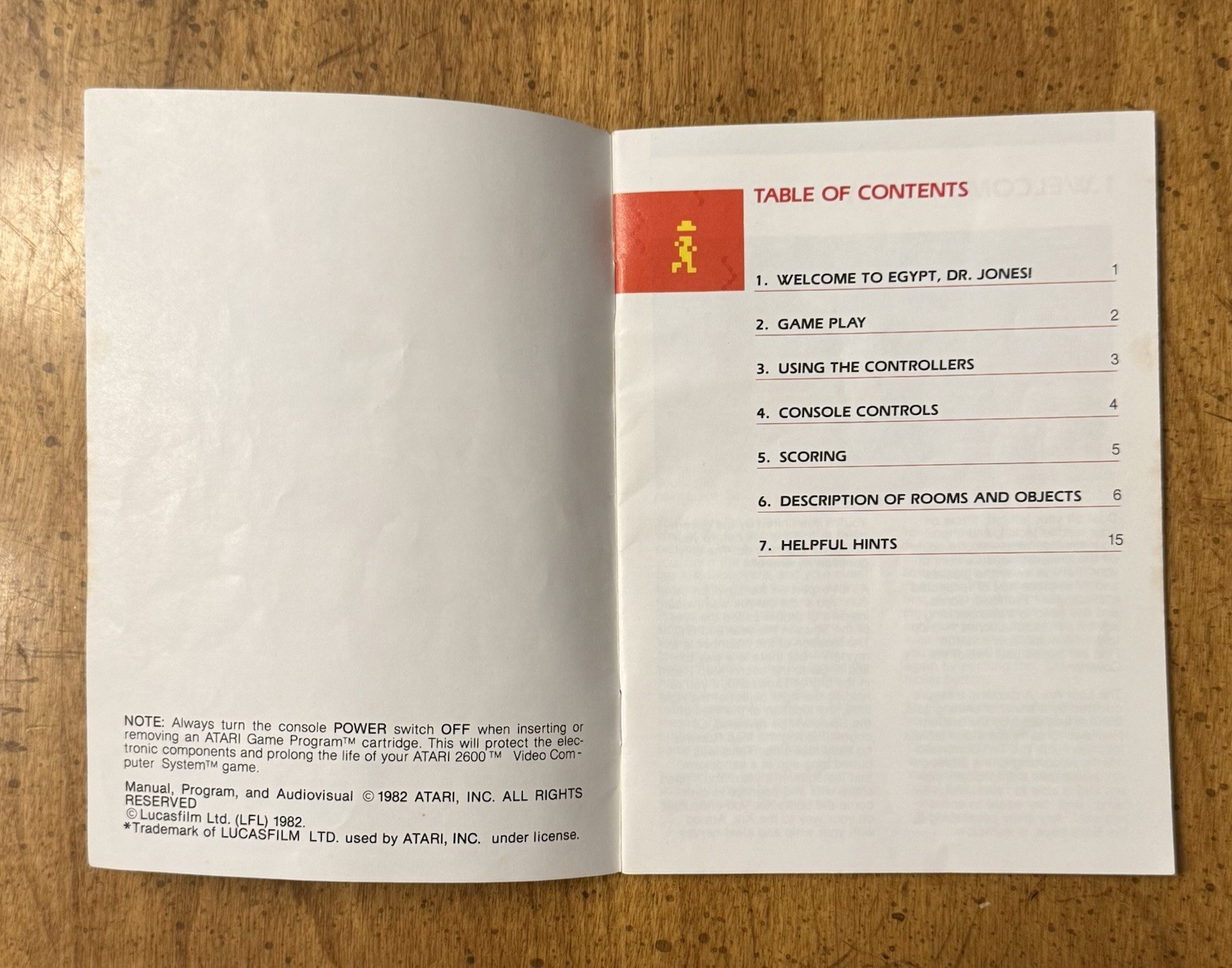 VINTAGE 1980s Atari 2600 Raiders Of The Lost Ark Manual Booklet