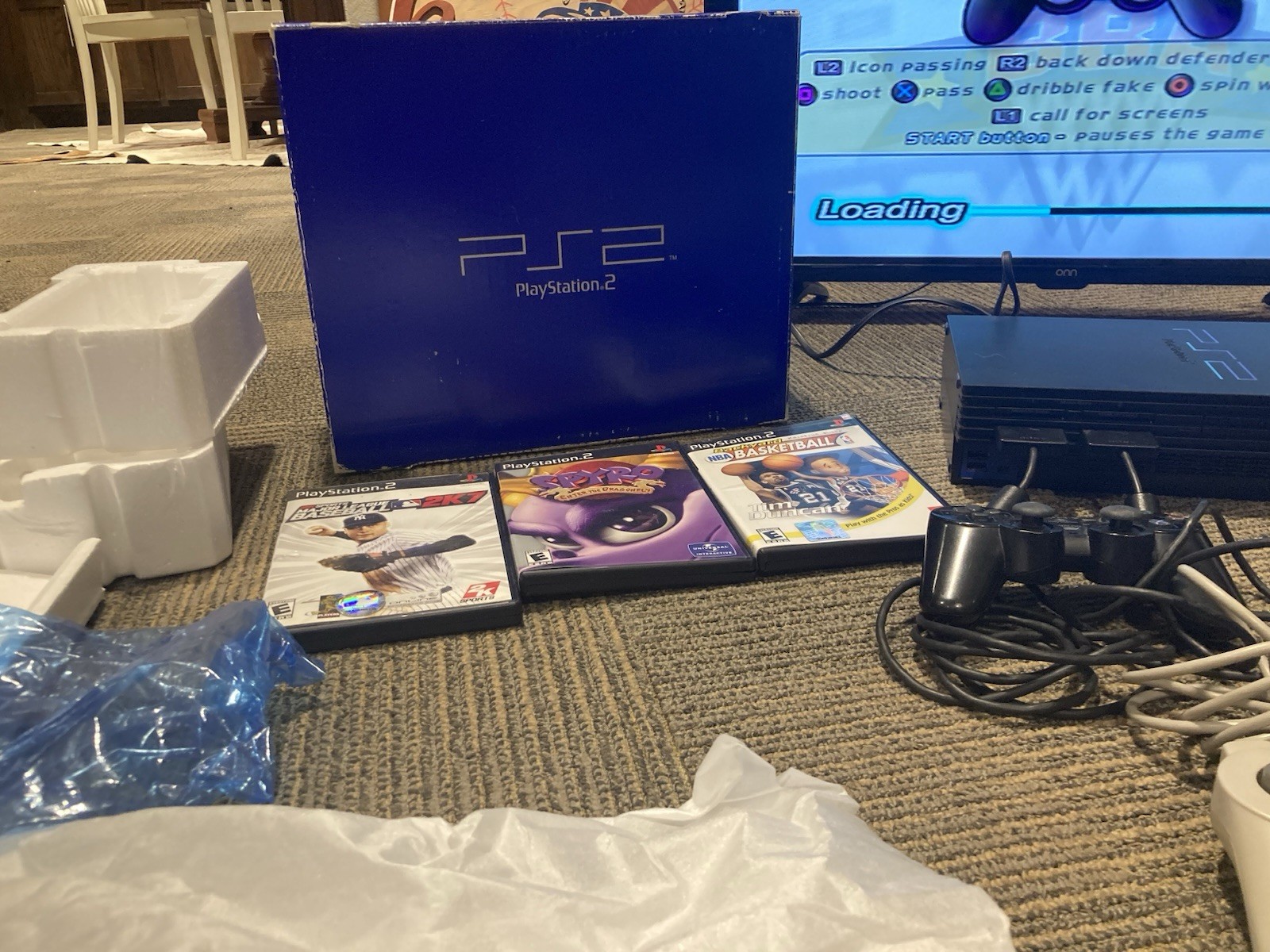 Sony PlayStation 2 PS2 Console SCPH-30001 CIB, 4 Games, 3 Controllers in Box