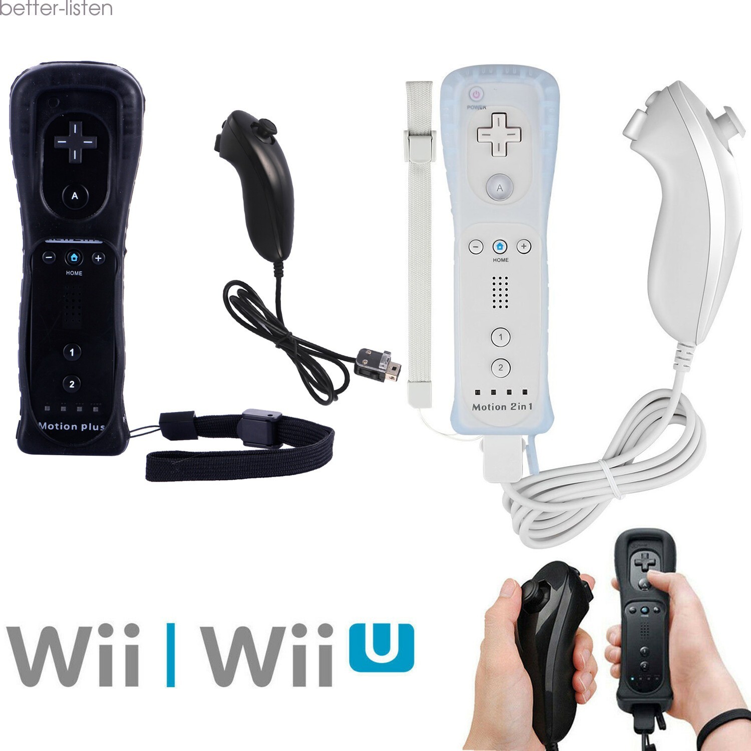Brand New Built in Motion Plus Remote Controller And Nunchuck For Wii & Wii U