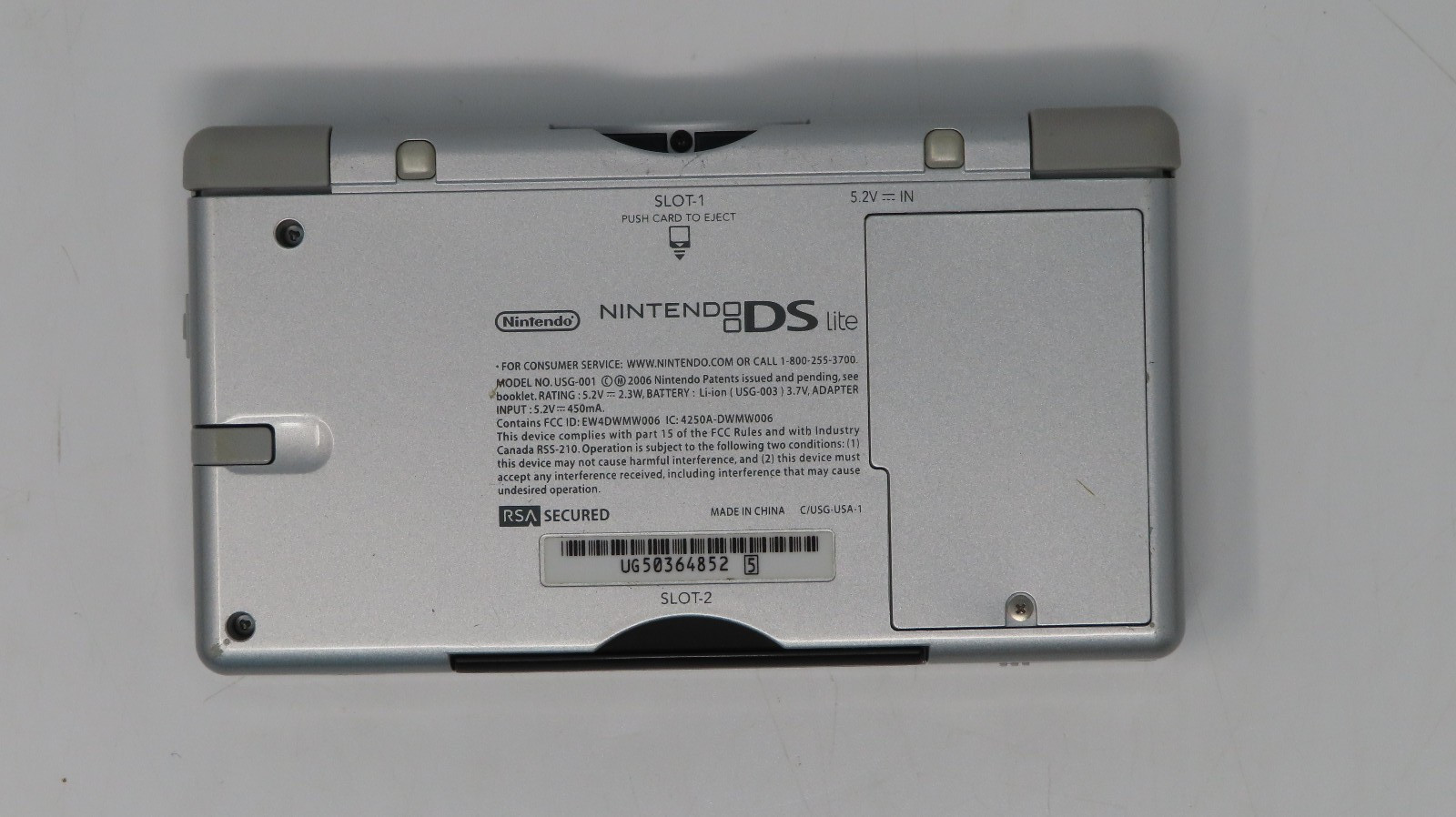 Nintendo DS Lite Console with charger, case, stylus silver USG-USA-1