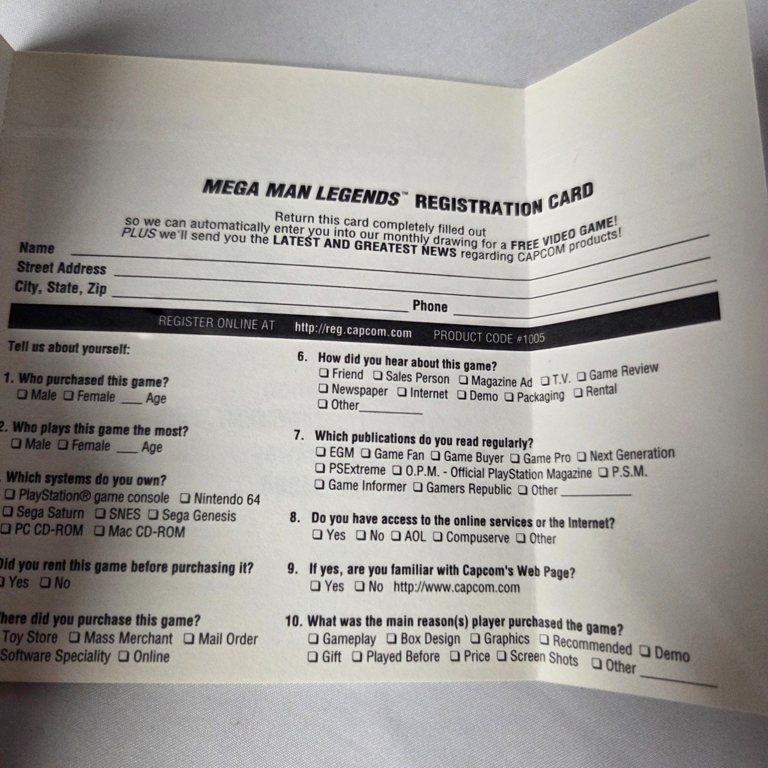 Mega Man Legends PS1 Complete With Manual Registration Card Capcom