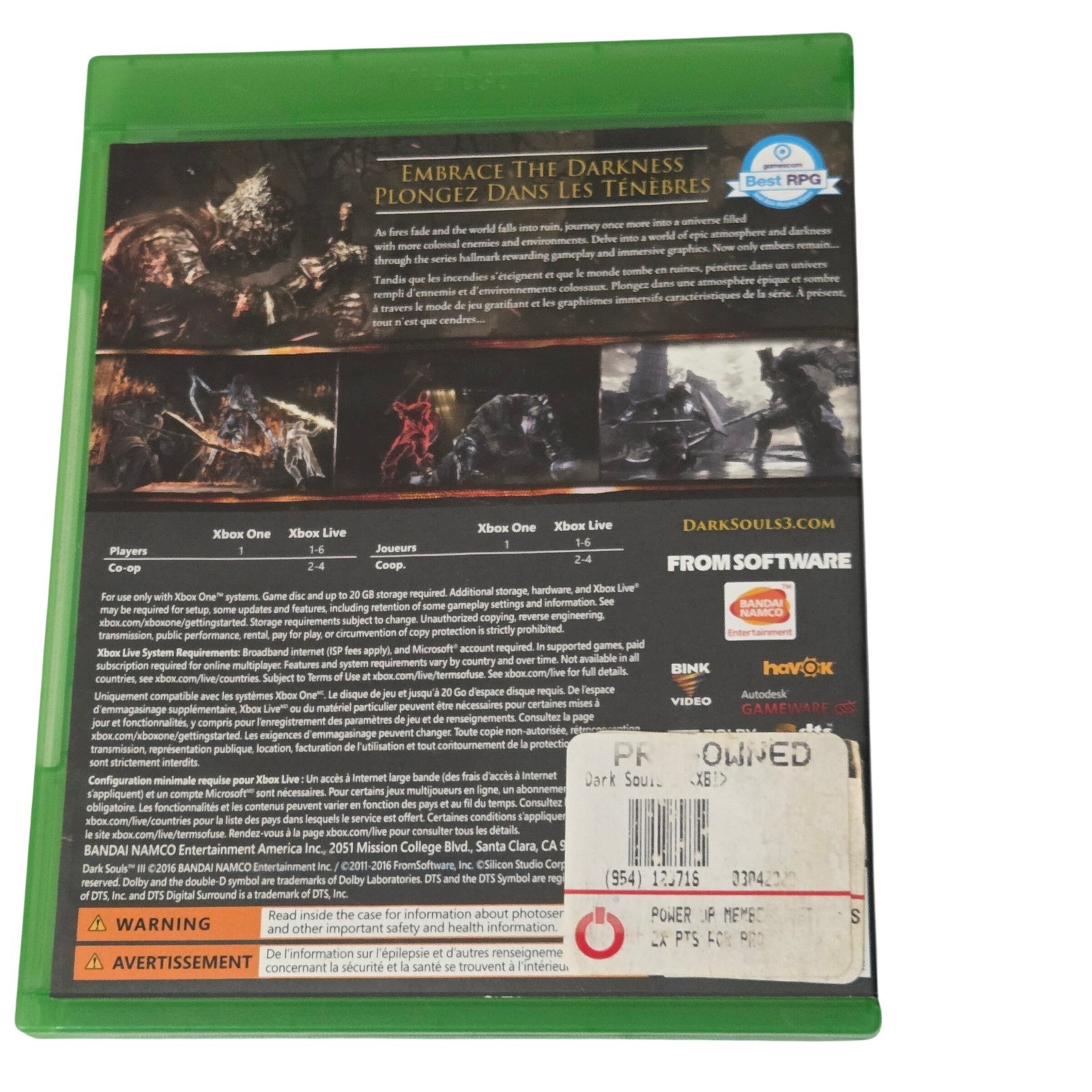 Bandai Namco Dark Souls III Xbox One One Size Green Action RPG Video Game