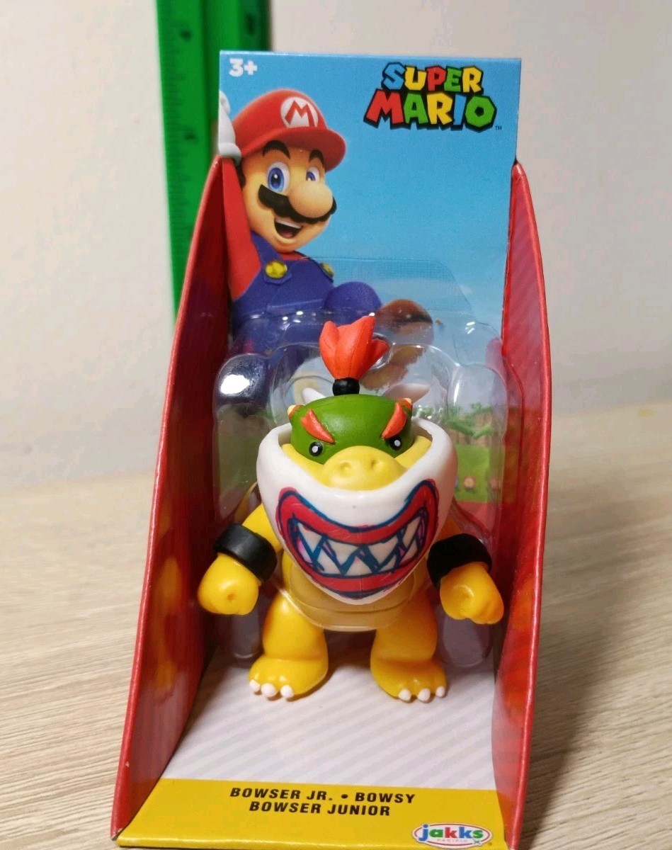 *FREE SHIP* 4″ + 2.5″ BOWSER JR + PAINTBRUSH Super Mario World of Nintendo Jakks