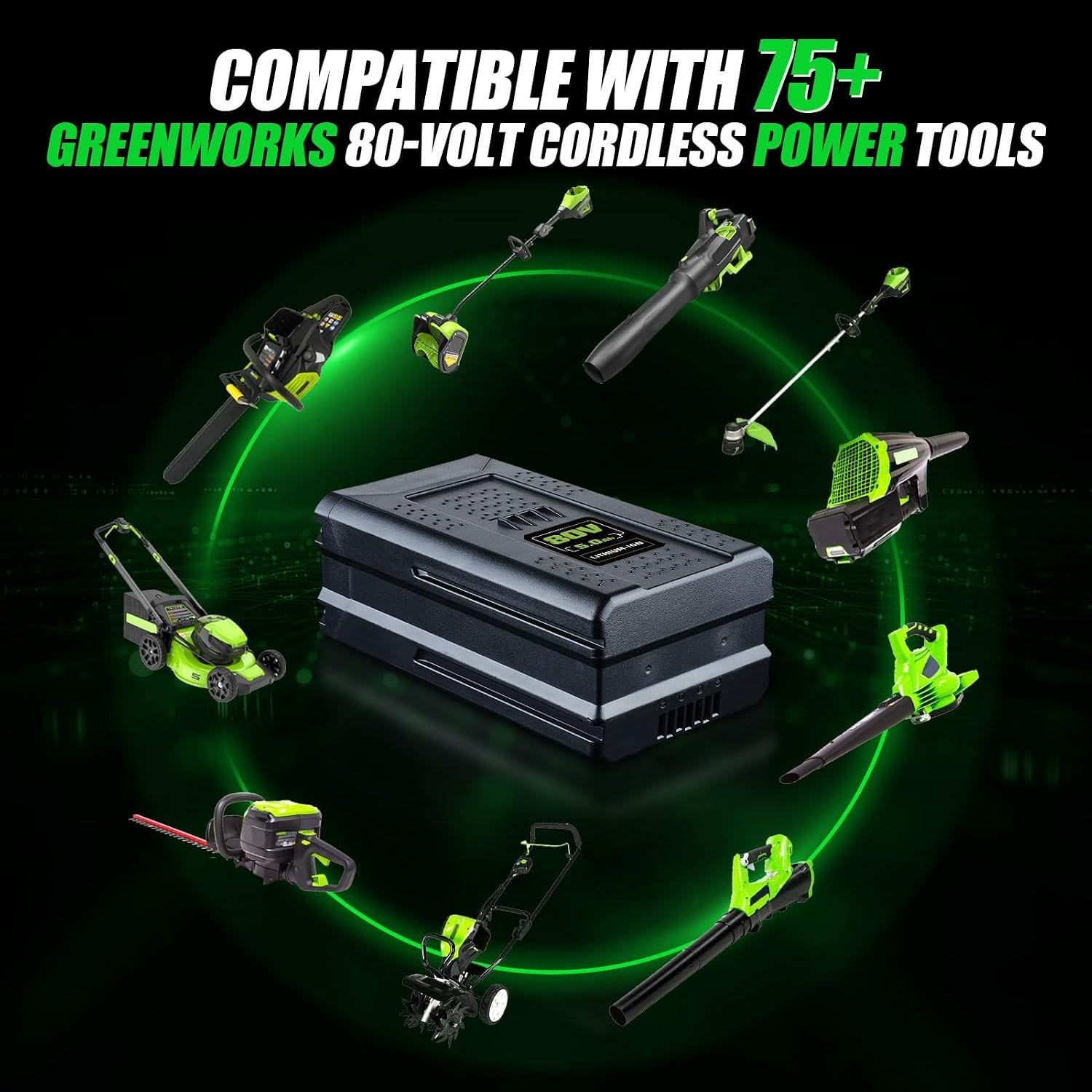 Upgraded 5000mAh 80V GBA80200 Replacement for Greenworks 80V Battery GBA80200