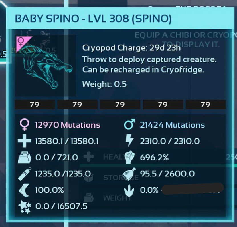 ARK ASCENDED PVE OFICIAL PAIR BABY SPINO BLACK ID79 TOP STATUS PC/XBOX/PS5