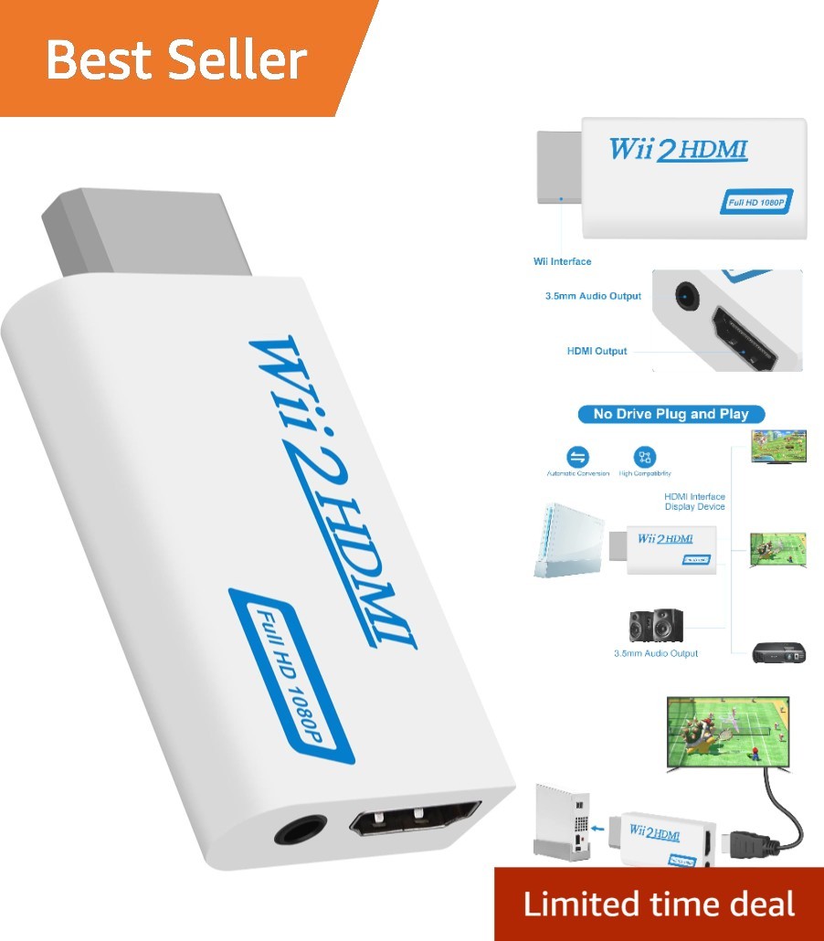 Easy Plug-and-Play Wii to HDMI Adapter – Connect to HDTV or Monitor With Audio