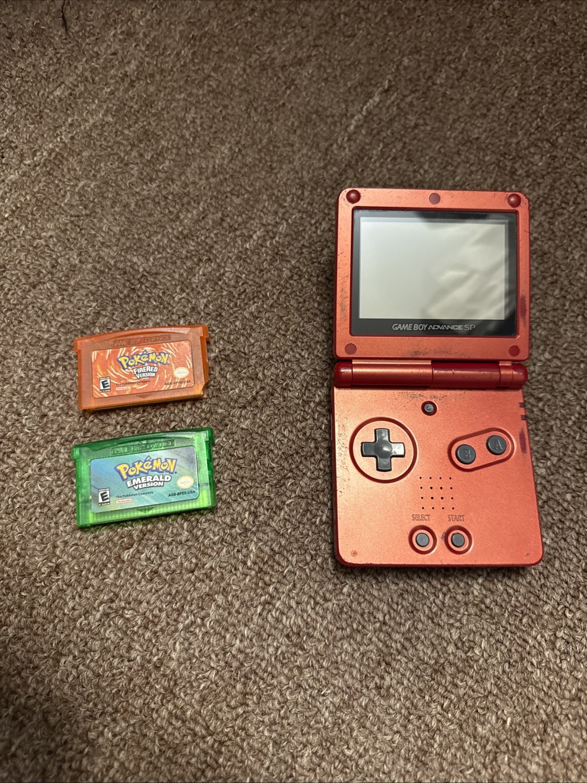 Nintendo Game Boy Advance SP Handheld System – Flame Red With Pokémon Emerald