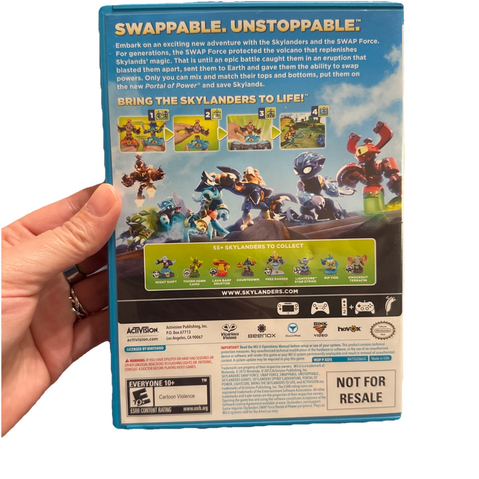 Nintendo WiiU Wii U Activision Skylanders Swap Force Game, Case, & Artwork