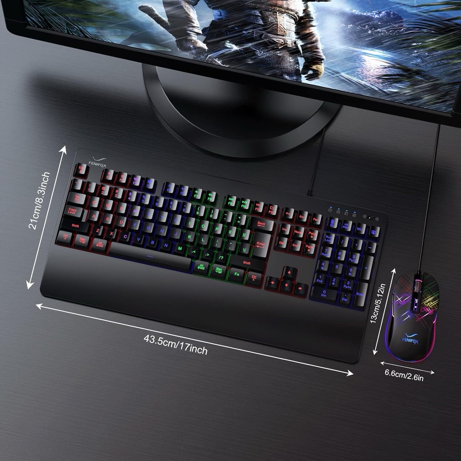 Gaming Keyboard and Mouse for Mac PC PS5 PS4 Xbox One Gamers RGB Backlit LED BK