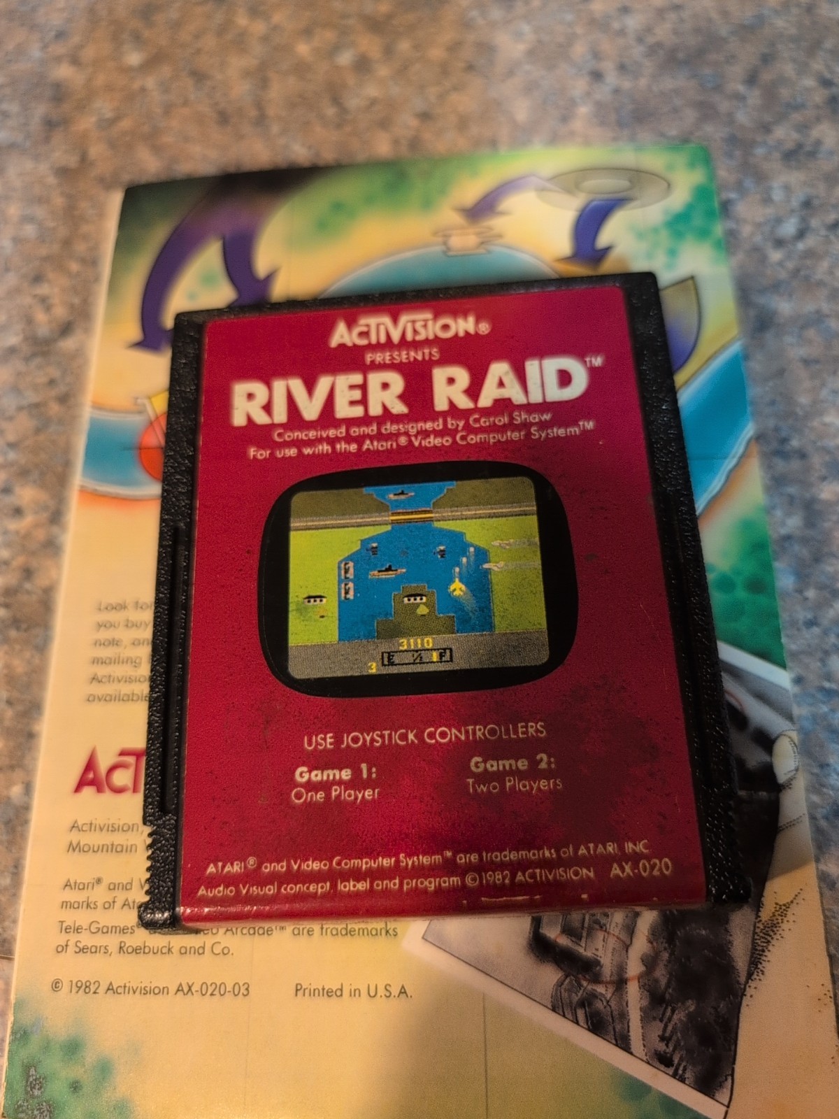 Atari 2600 7800+ River Raid With Manual Tested Combine Ship
