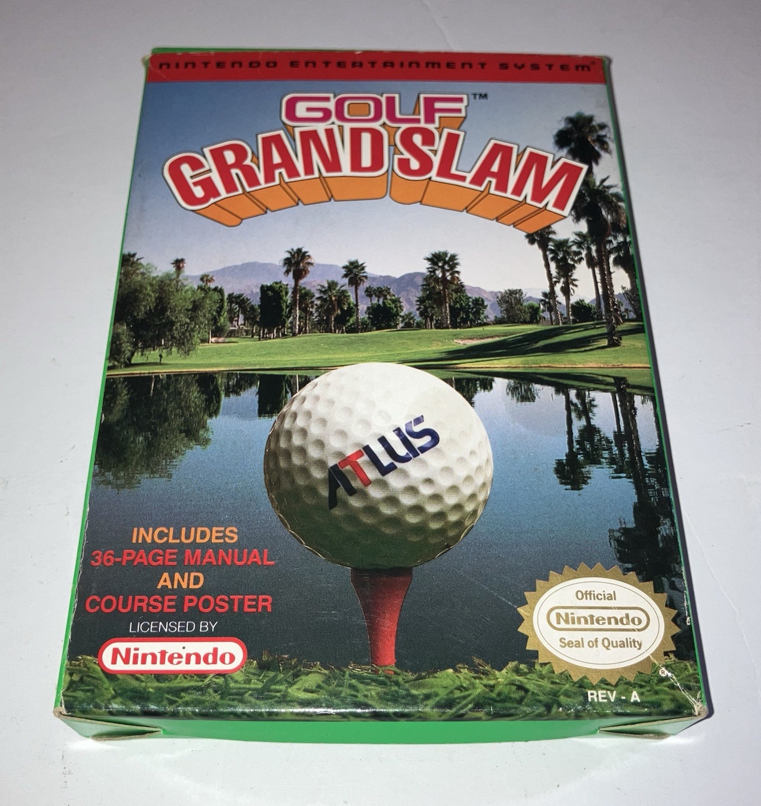 rare GOLF GRAND SLAM NES Game in Box w/manual, foldout & foam piece Fine shape