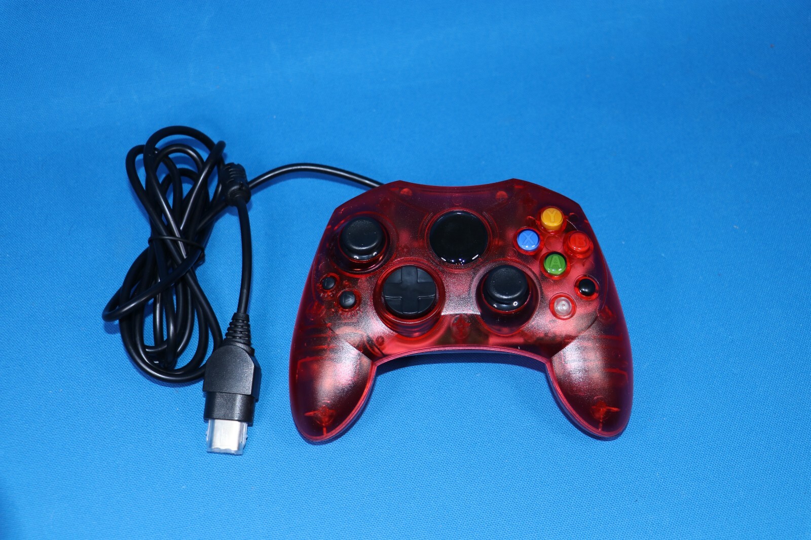 WIRED S TYPE CONTROLLER FOR ORIGINAL MICROSOFT XBOX CRYSTAL RED TRANSLUCENT NEW