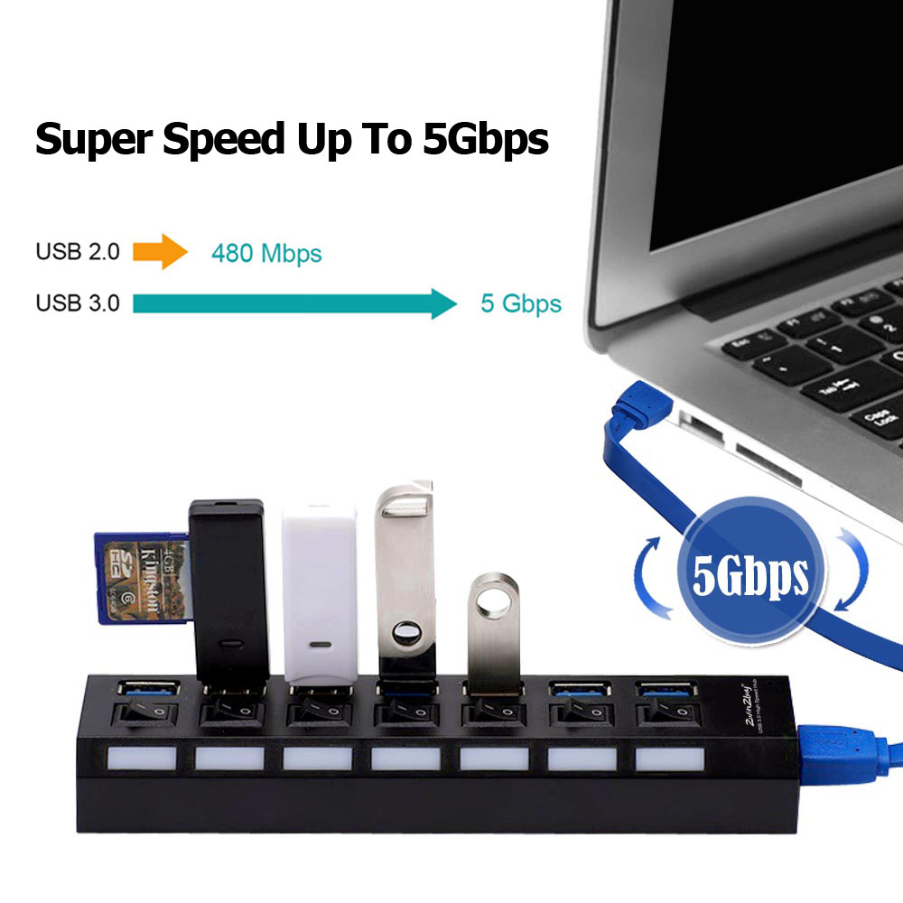 For PS4/Slim/Pro Hub 4/7Port USB 3.0 High Speed Extension Charger Adapter Switch