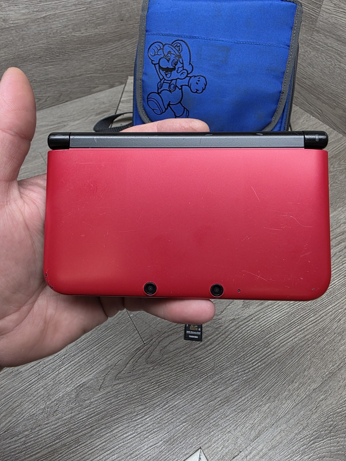 Nintendo 3DS XL SPR-001 Handheld Console Flame Red & Black with Carrying Case