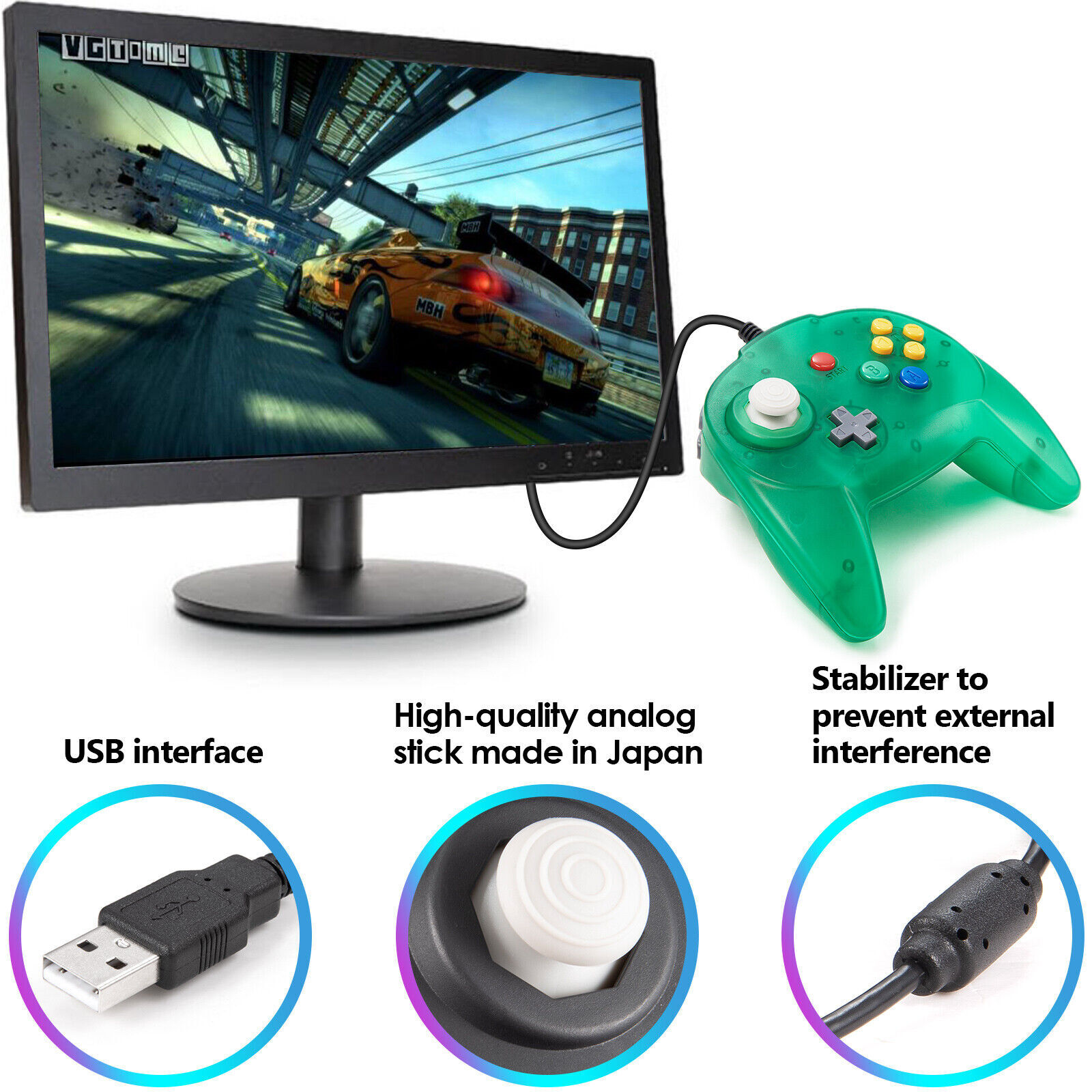 Wired USB Classic N64 Controller Gamepad For PC MAC Raspberry Pi 3 Joystick