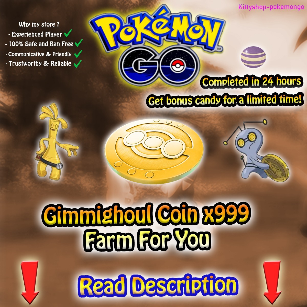 Pokémon Go!🪙- Gimmighoul Coin x999 (100% safe) Fast Delivery ✅ Done in 24 hours