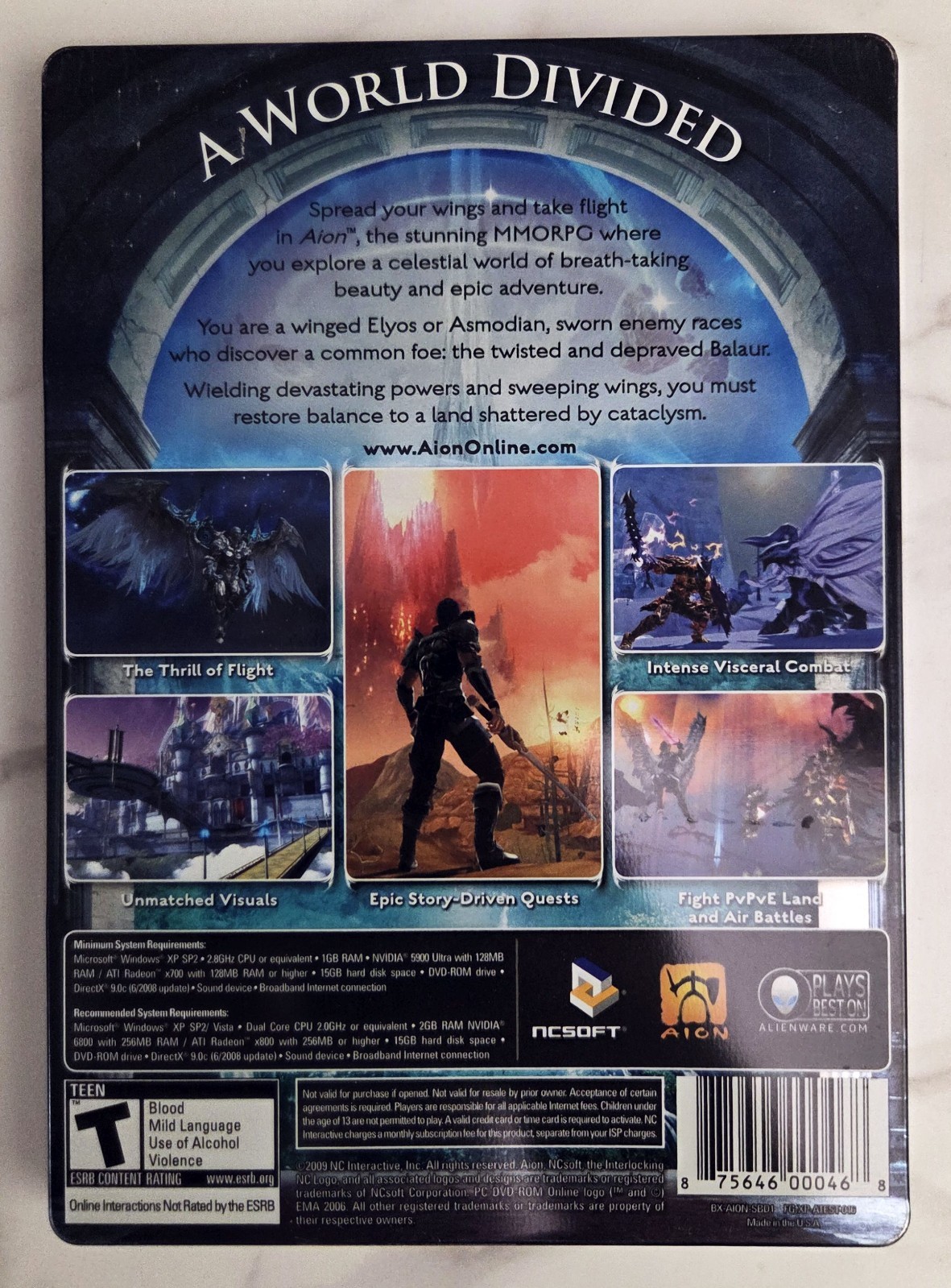 AION PC CDROM 2 Disc Steelbook Edition NCSoft w/Manual Excellent Condition