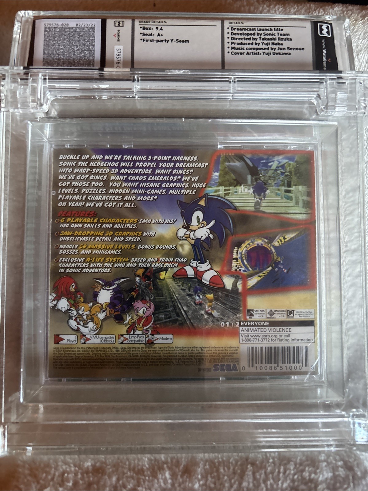Sonic Adventure WATA 9.4 A+ Graded Sega Dreamcast Brand New Factory sealed