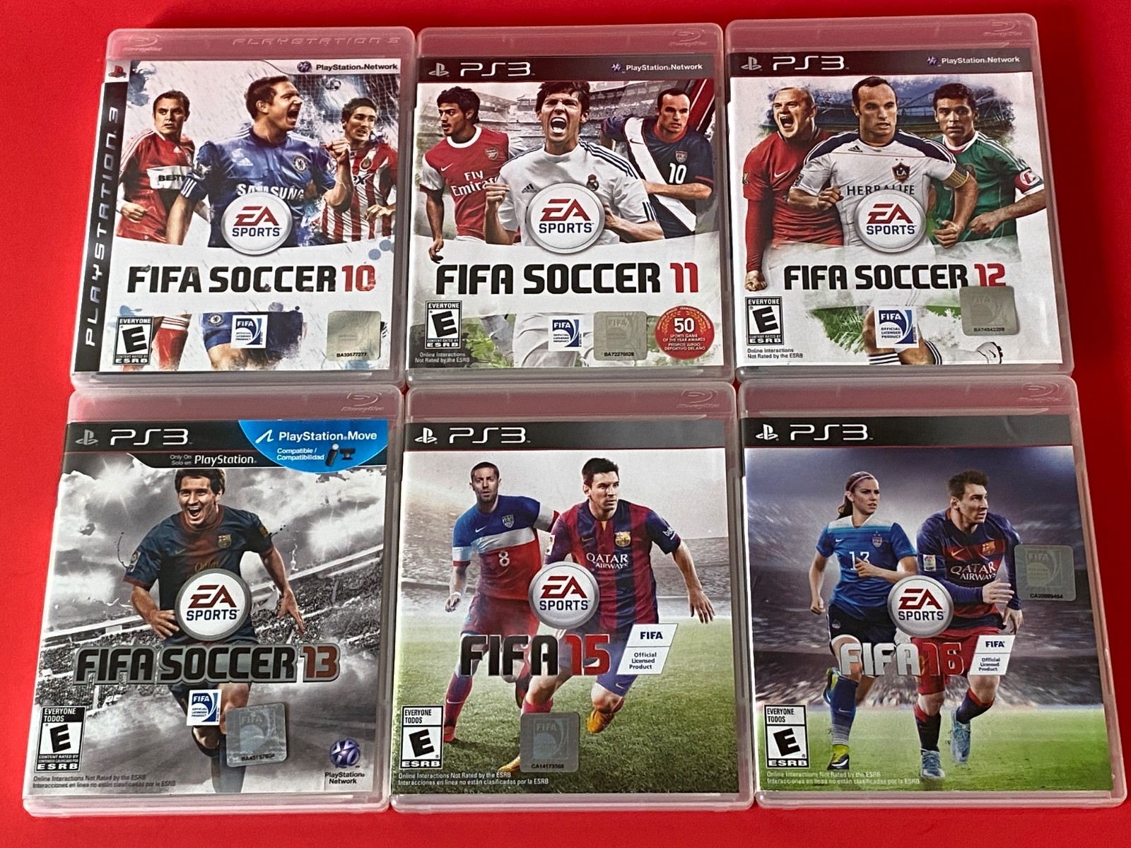 FIFA Soccer 10, 11, 12, 13, 15, 16 Sony PlayStation 3 PS3 Lot of 6 Tested Clean
